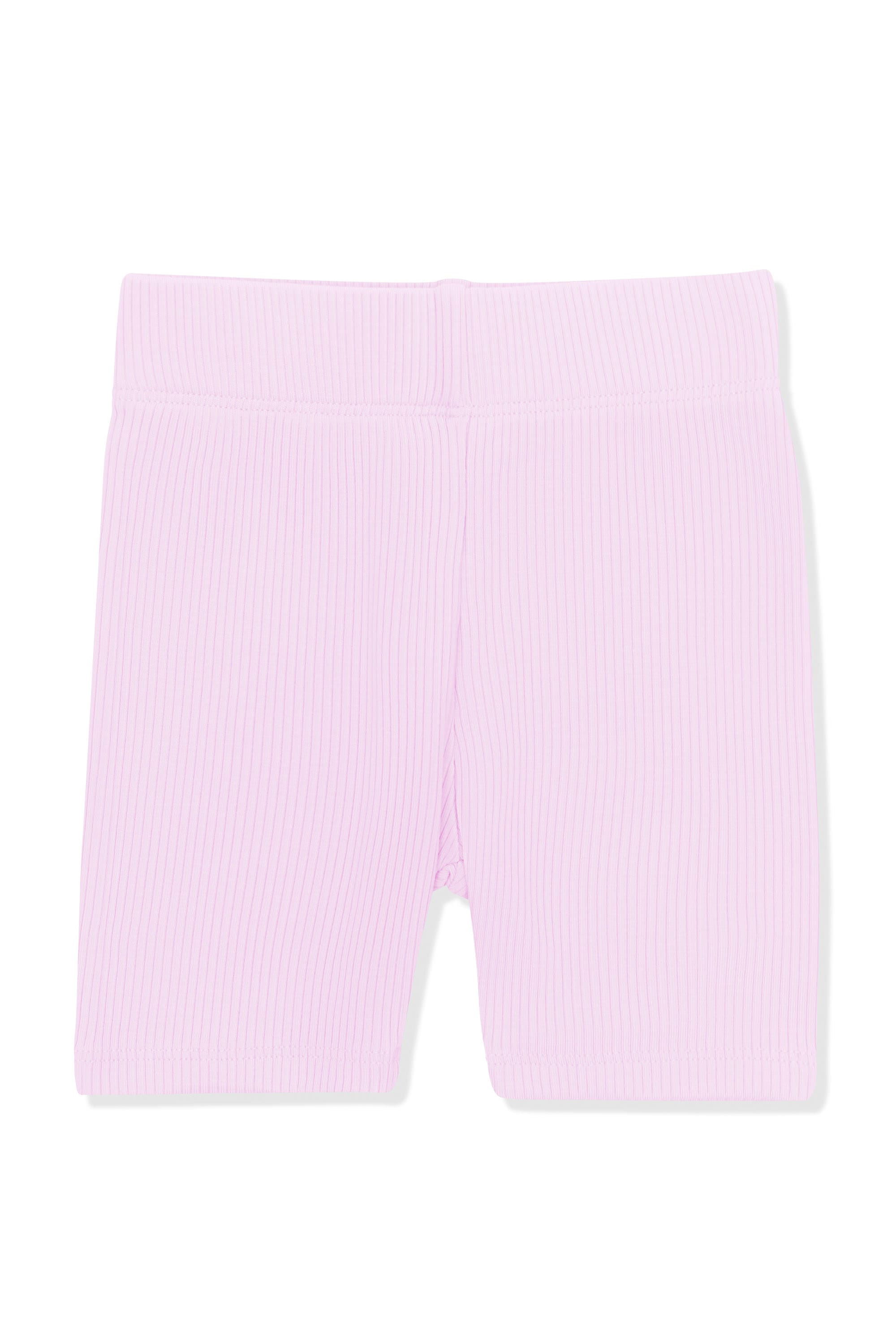Product photo of the Ribbed Toddler Biker Shorts in Thistle on a white surface