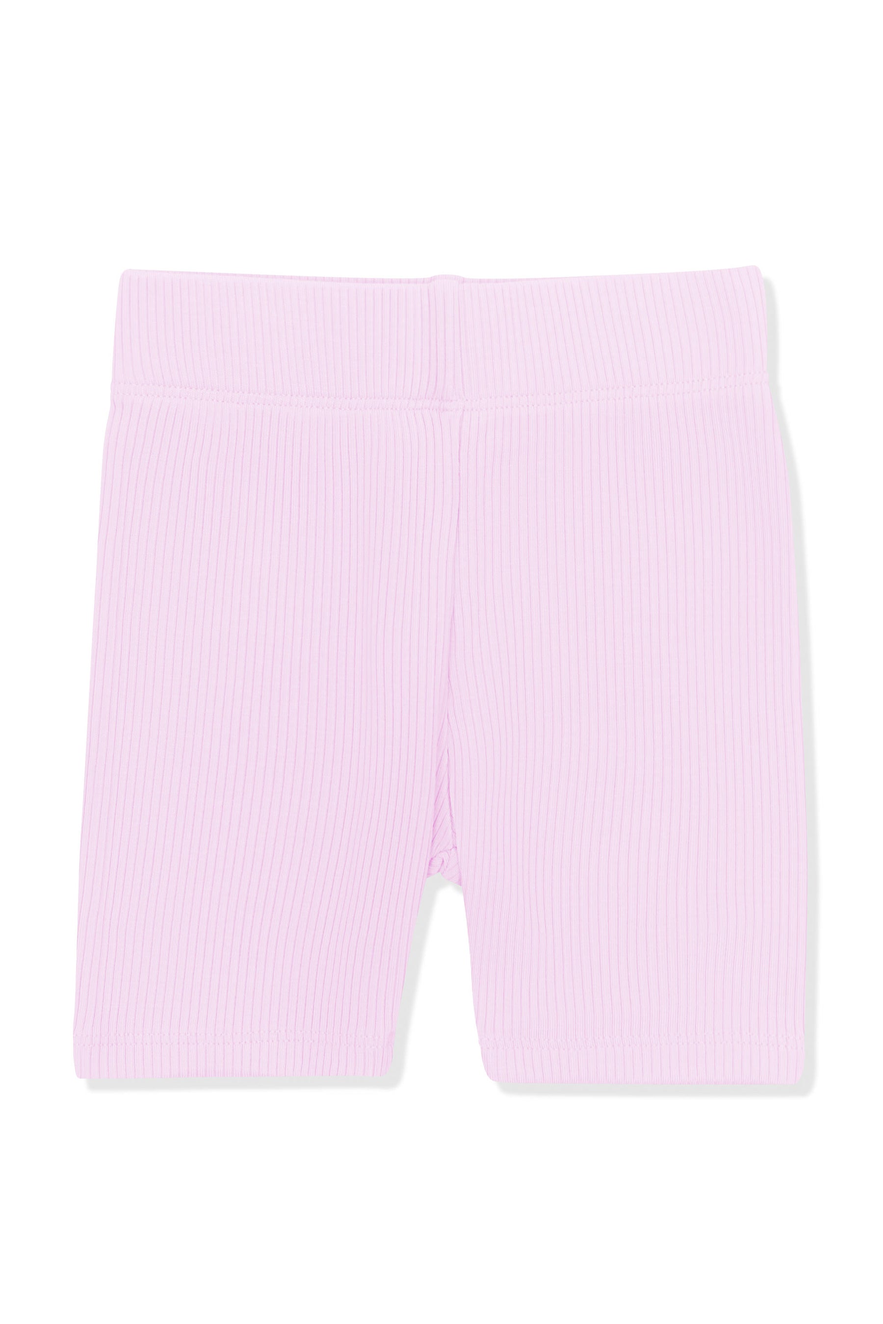 Product photo of the Ribbed Toddler Biker Shorts in Thistle on a white surface
