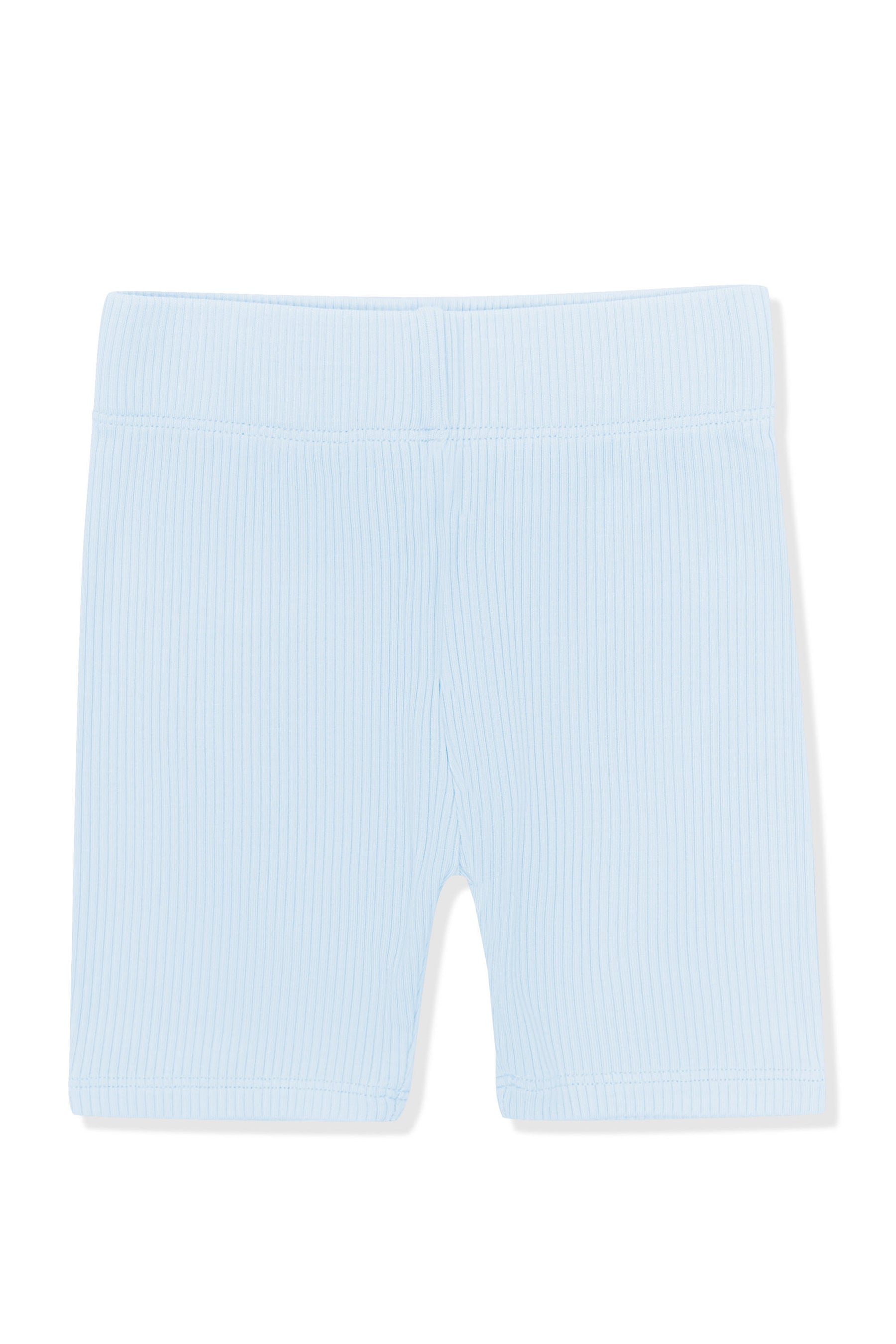 Product photo of the Ribbed Toddler Biker Shorts in Breeze on a white background