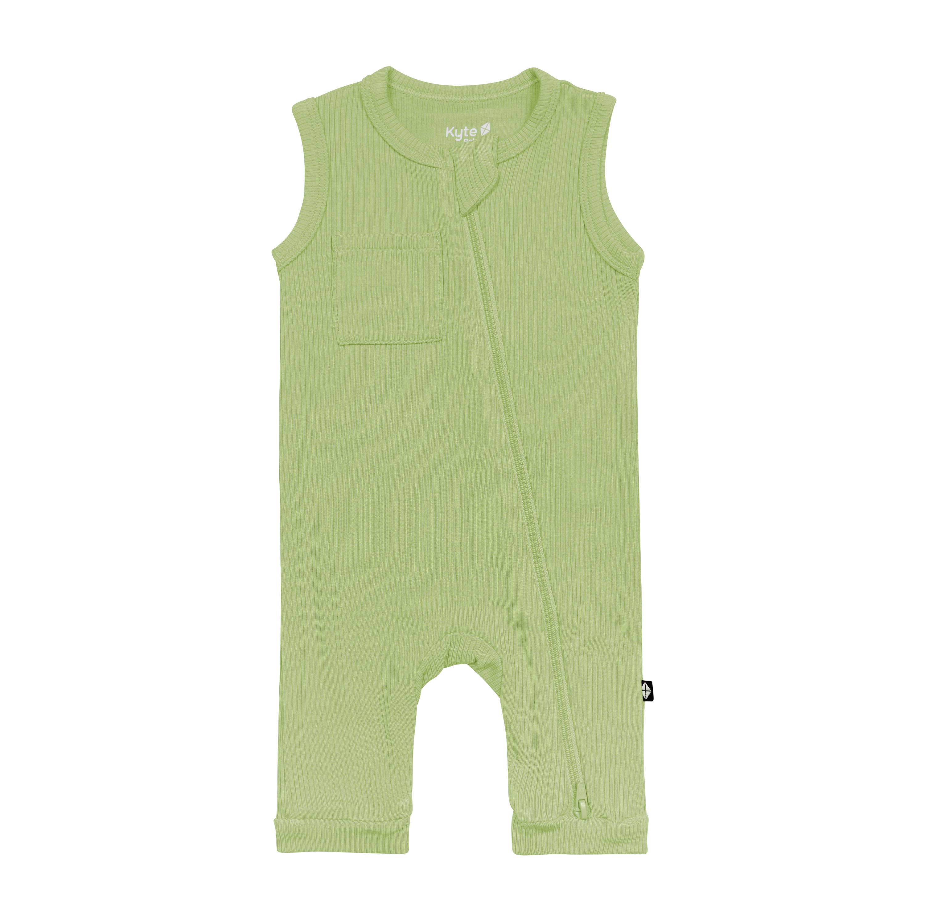 Ribbed Zippered Sleeveless Romper in Honu