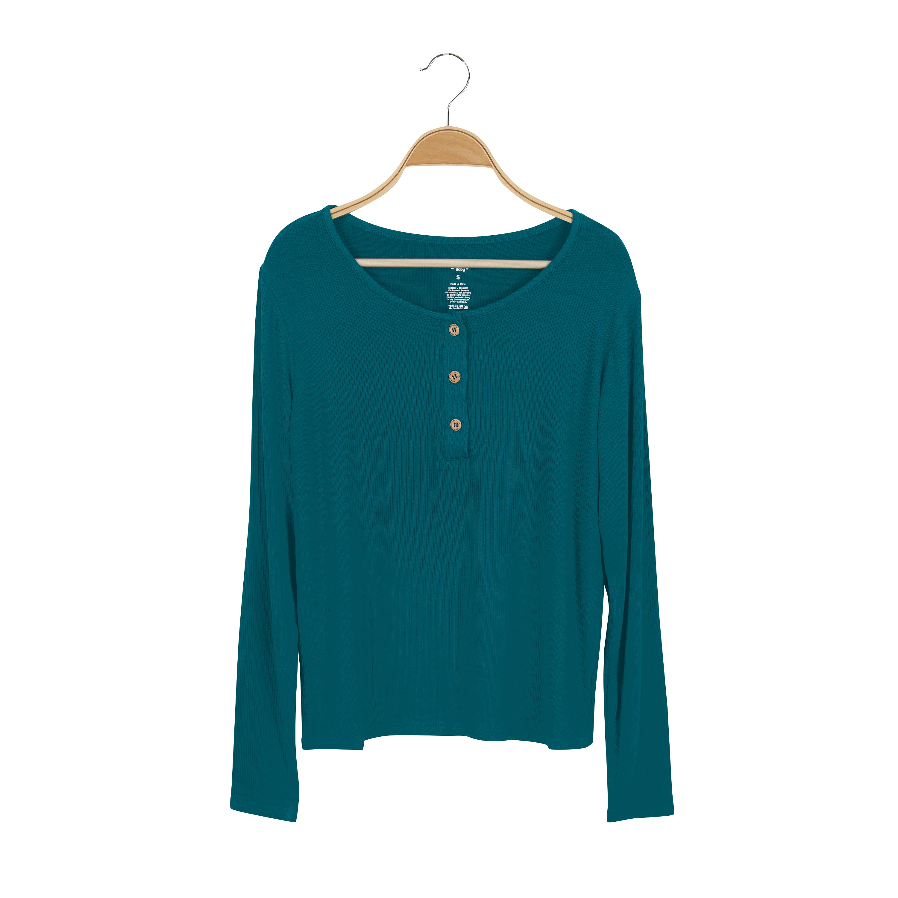 Women's Ribbed Henley Top in Loch