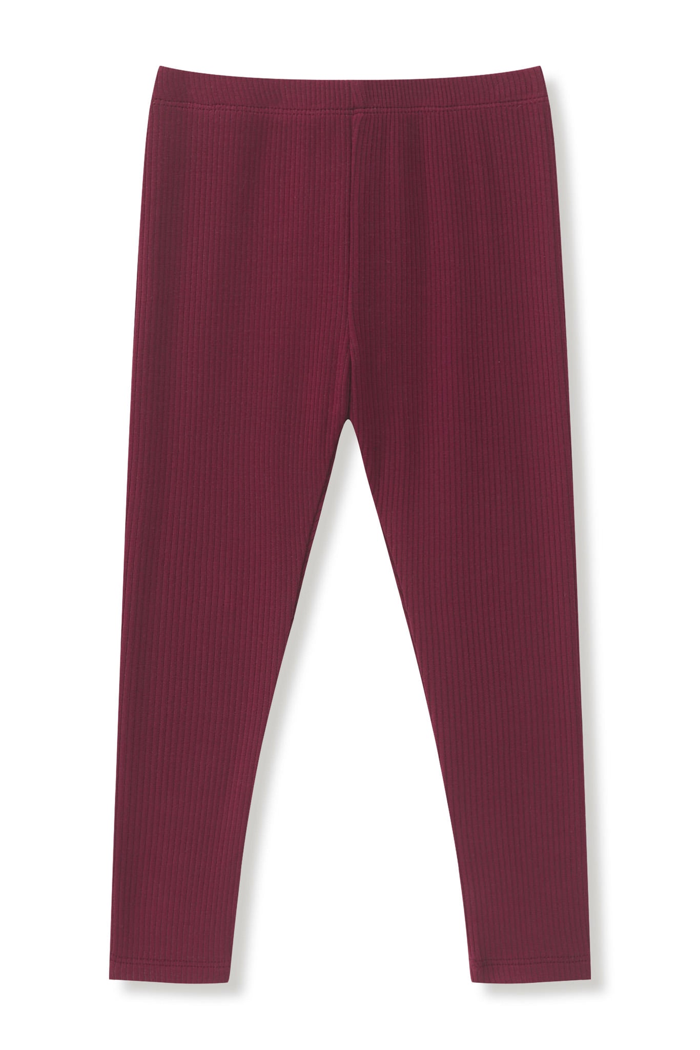 Ribbed Leggings in Burgundy on a white background