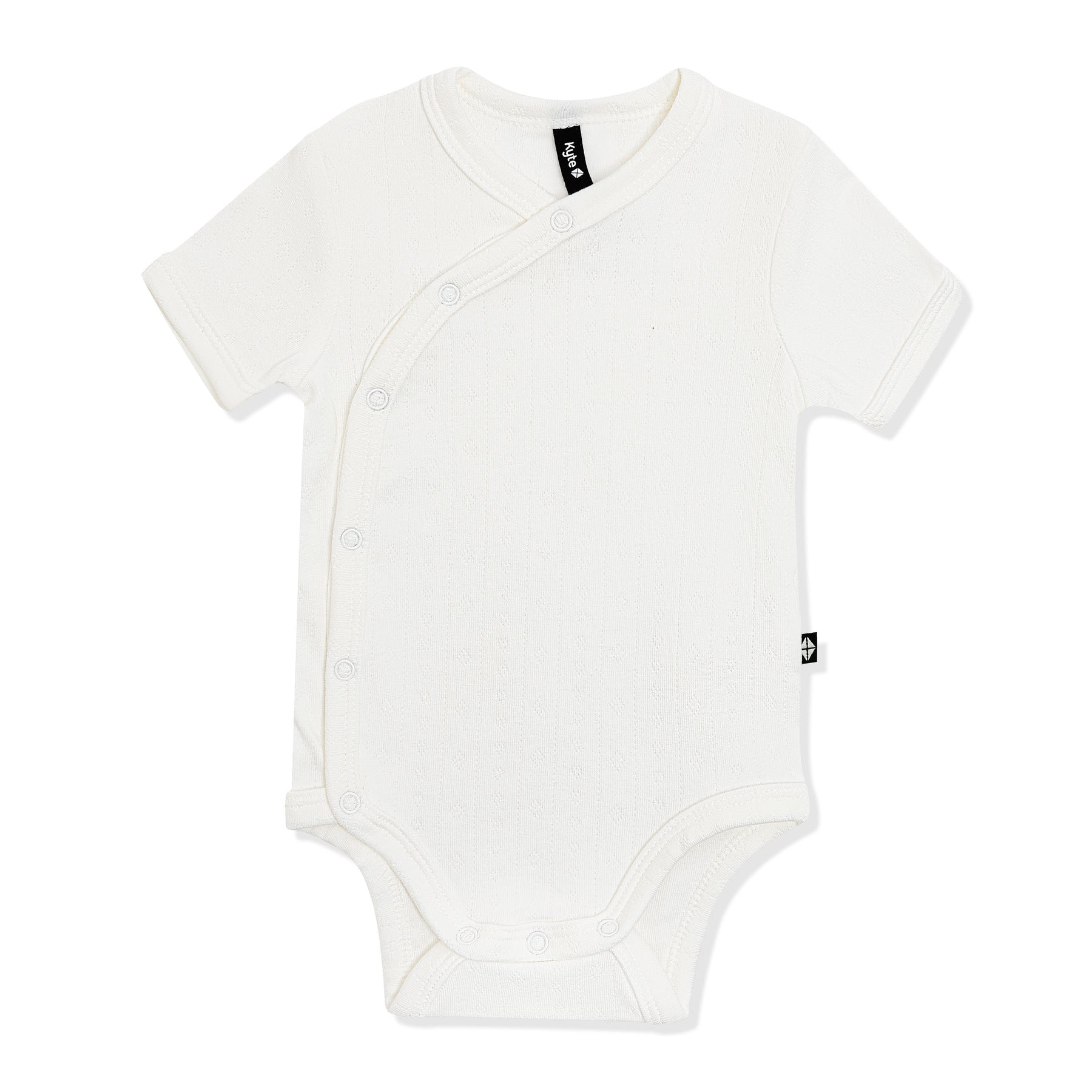 Pointelle Kimono Bodysuit in Cloud shown on a white surface