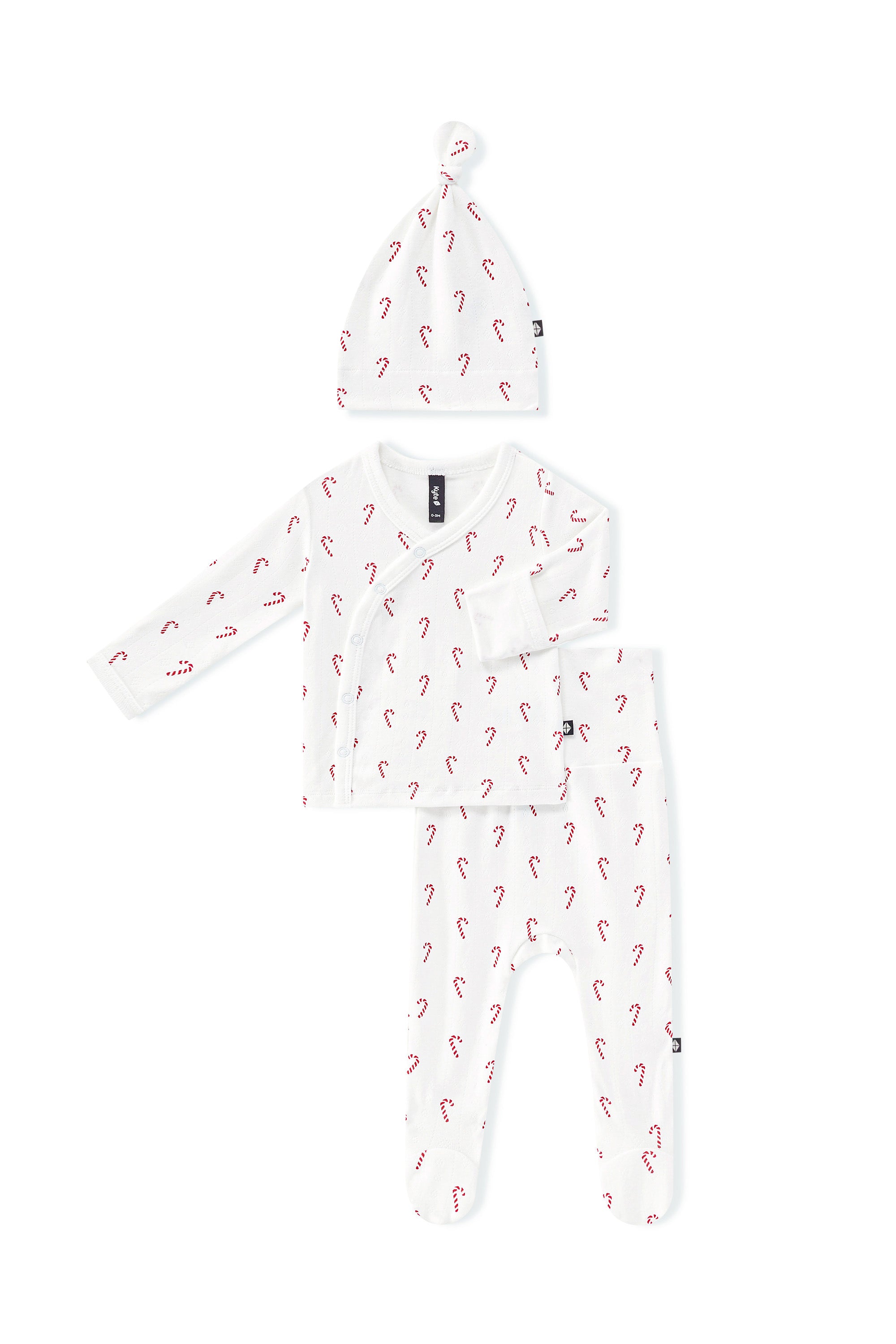 Pointelle Take Me Home Set with Cap Candy Cane on a white background