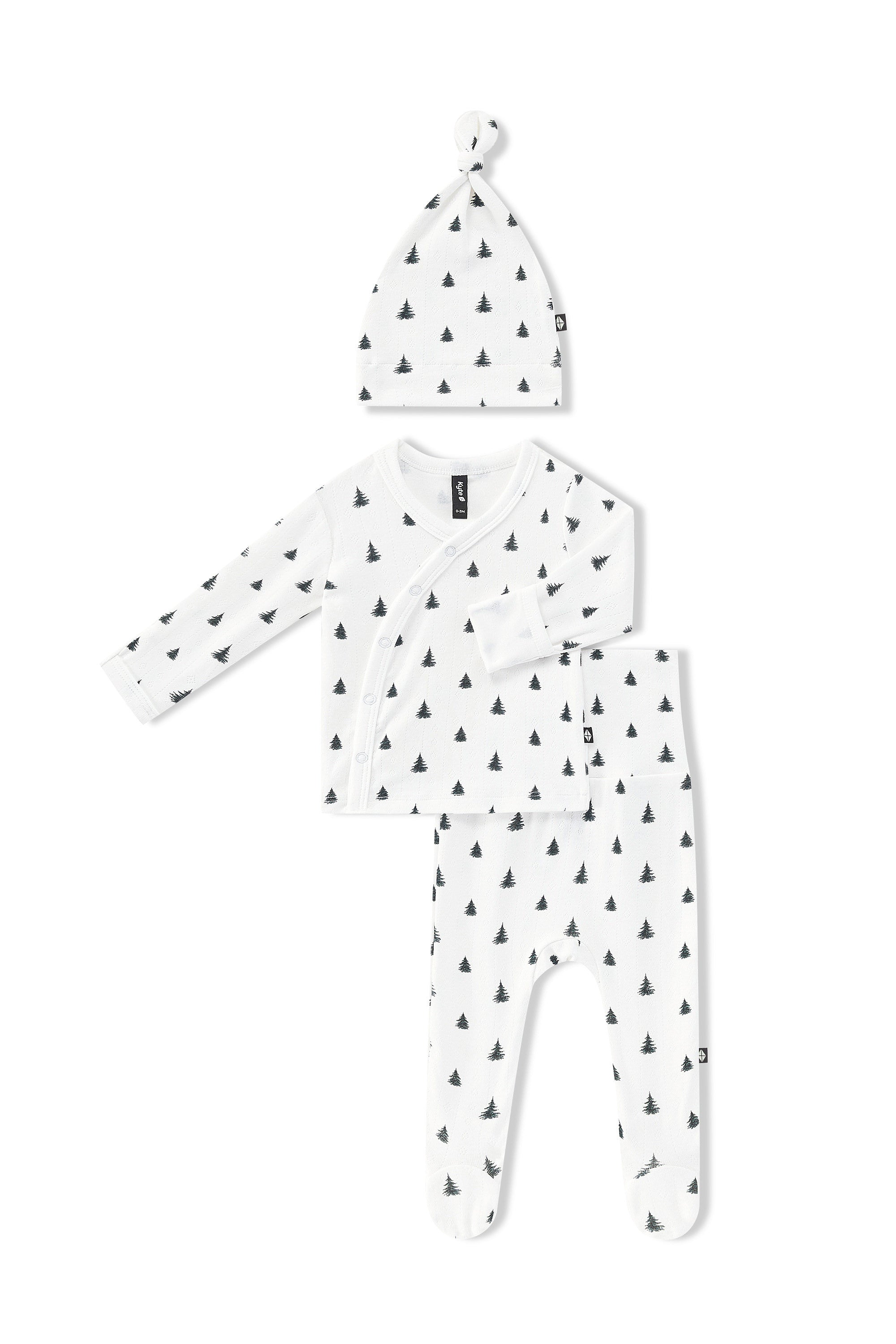 Pointelle Take Me Home Set with Cap Christmas Trees on a white background