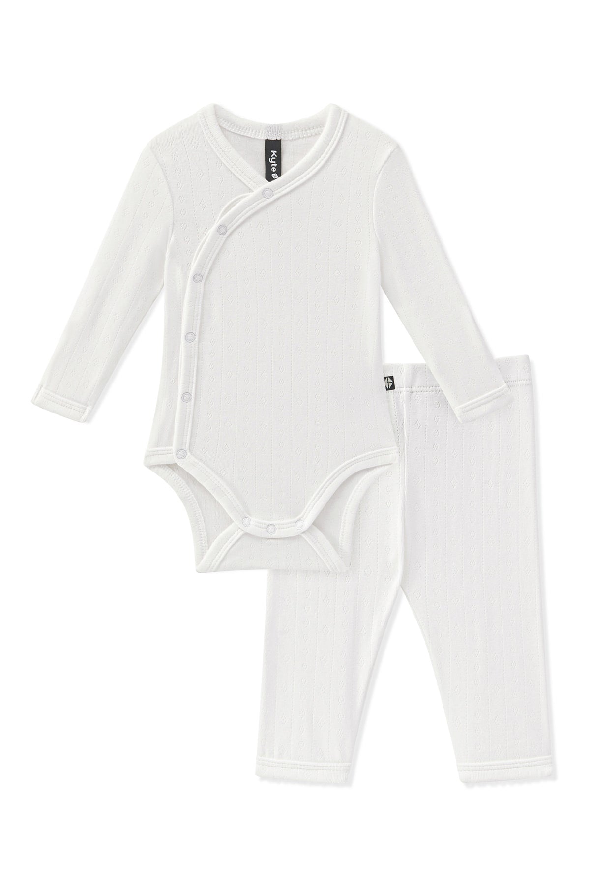 Cloud color Pointelle Kimono Set on a white background
