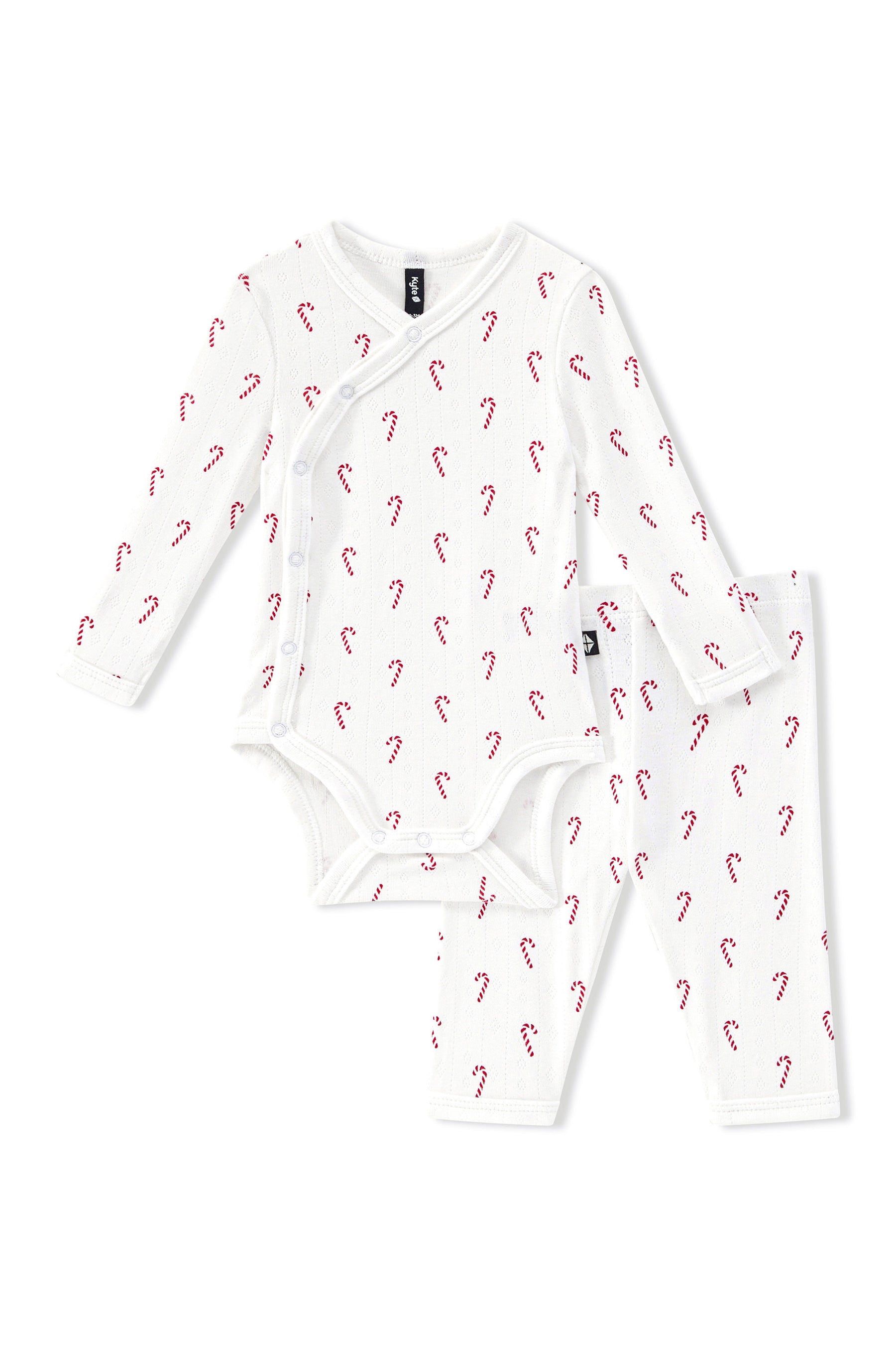 Pointelle Kimono Set in Candy Cane on a white background