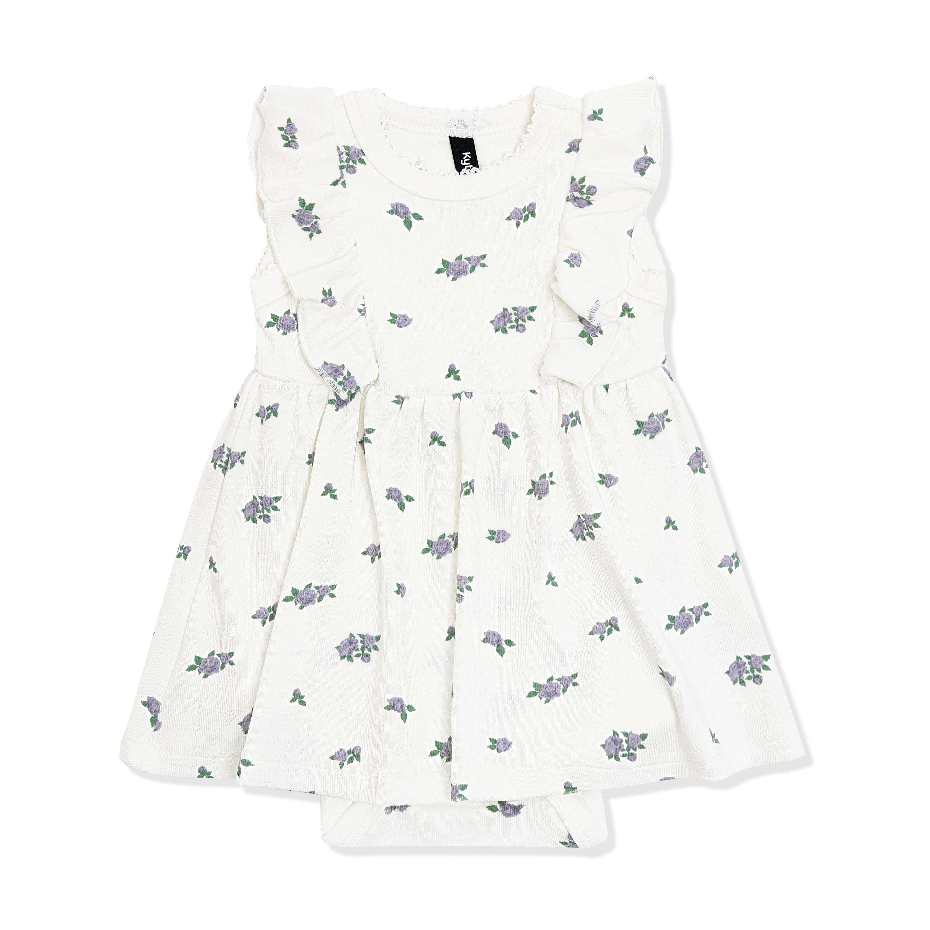Pointelle Bodysuit Dress in Spray Rose showing the picot trim on a white surface