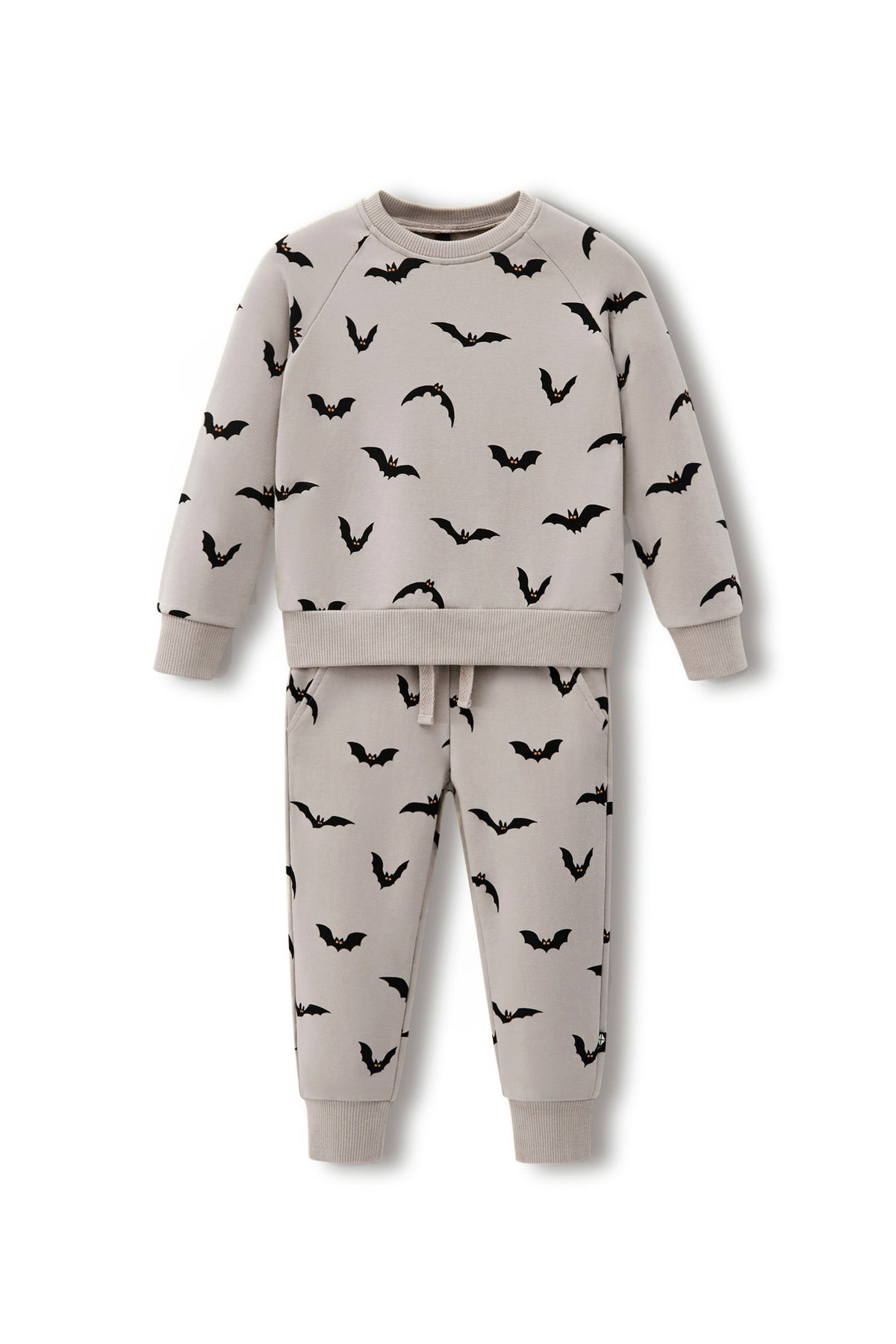 Long Sleeve Jogger Set in Bats print on a white background