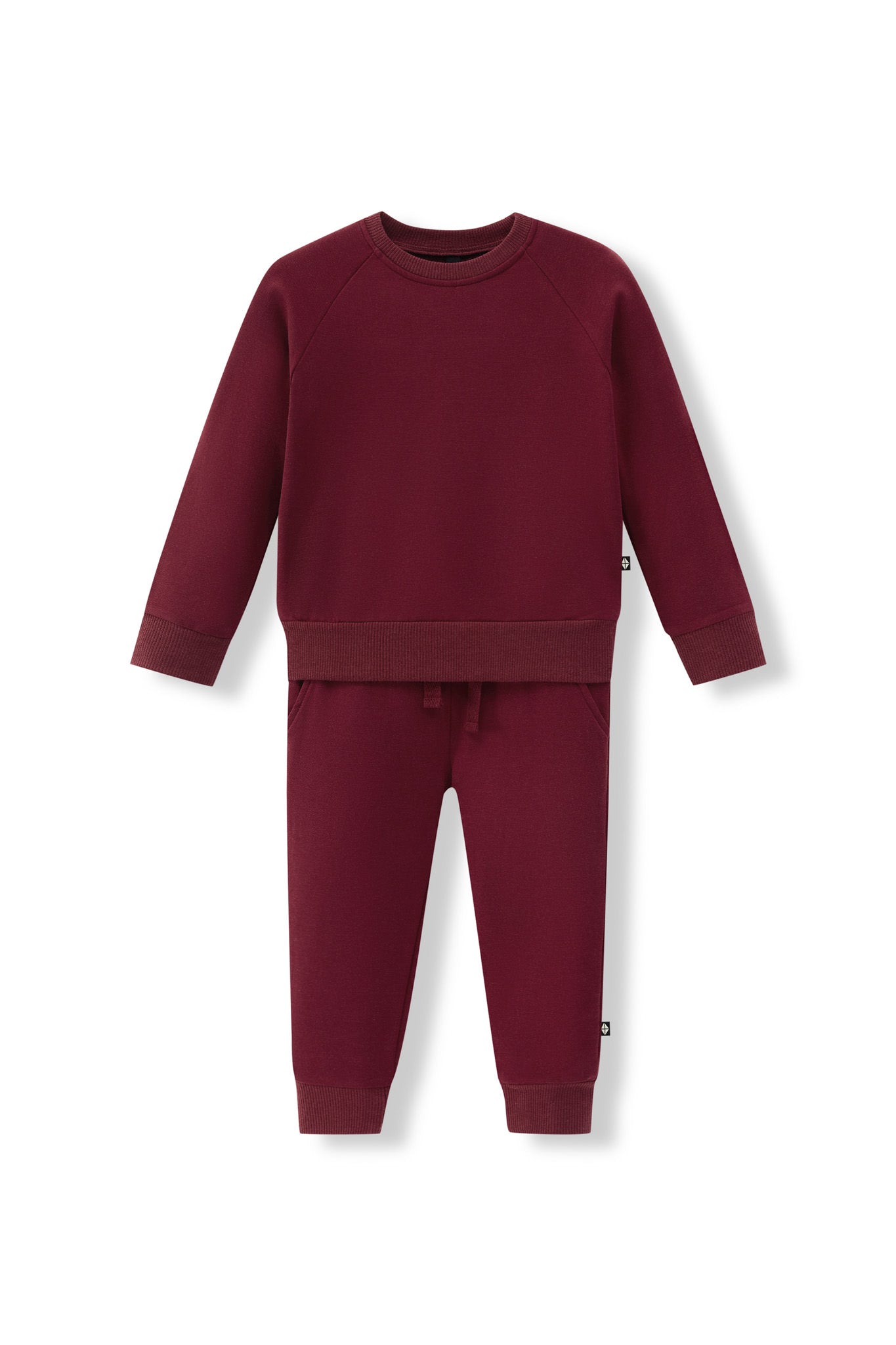 Long Sleeve Jogger Set in Burgundy color on a white background