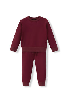 Long Sleeve Jogger Set in Burgundy color on a white background