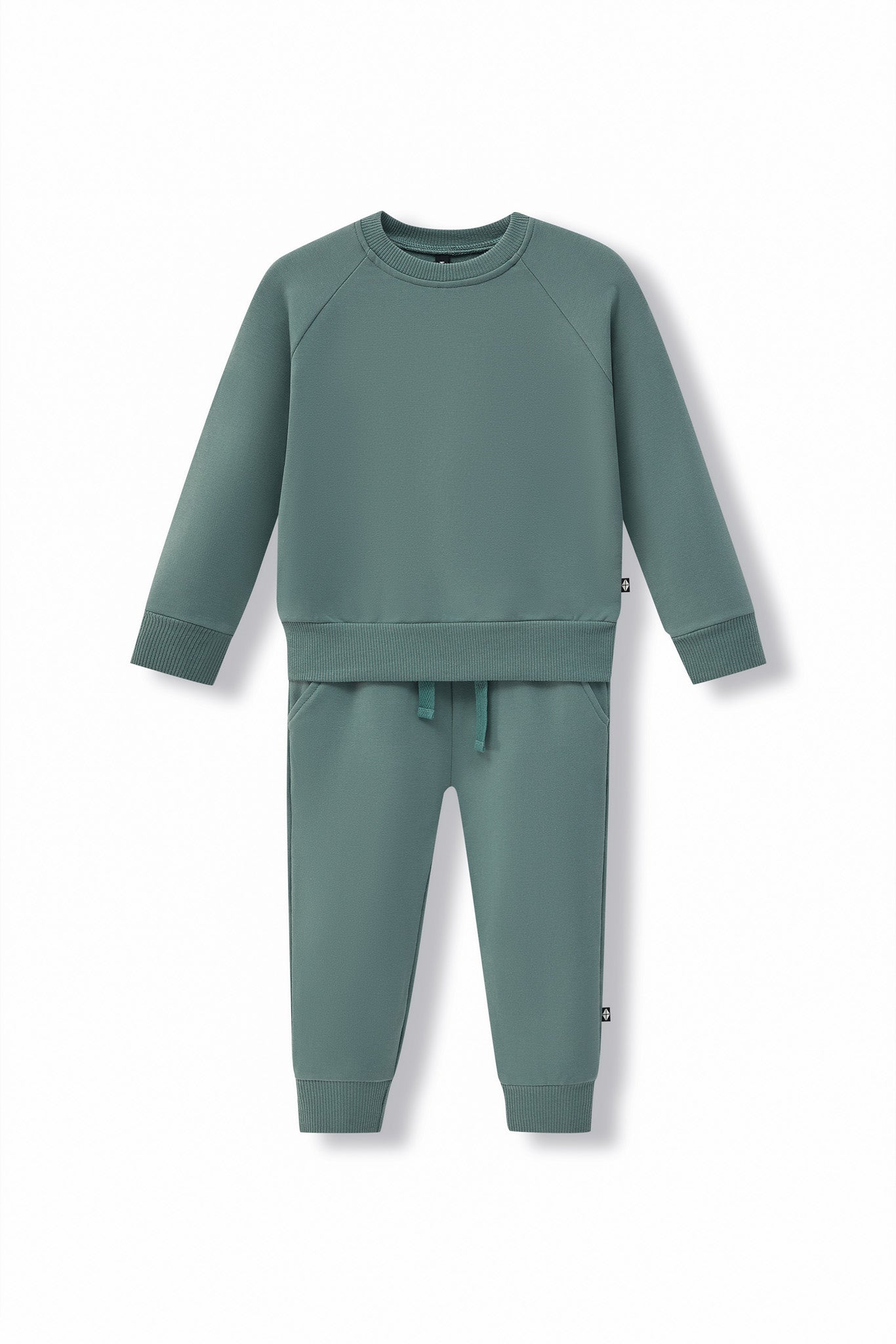 Long Sleeve Jogger Set in Pine color on a white background