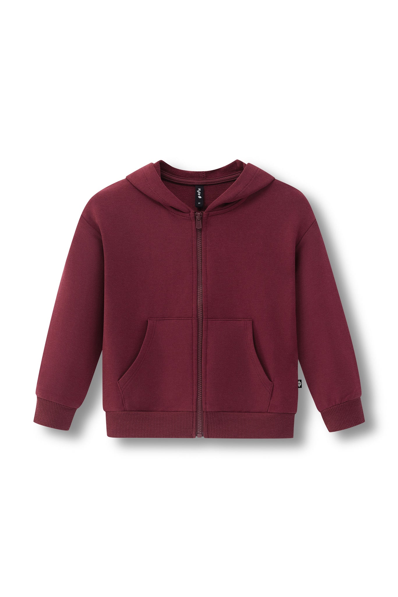Zip-Up Hoodie in Burgundy color on a white background