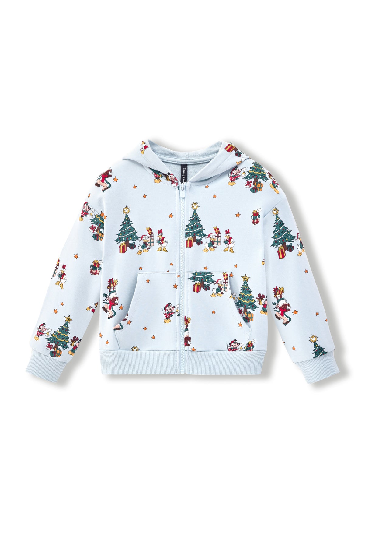 Zip-Up Hoodie in Mickey & Friends Christmas print on a white background