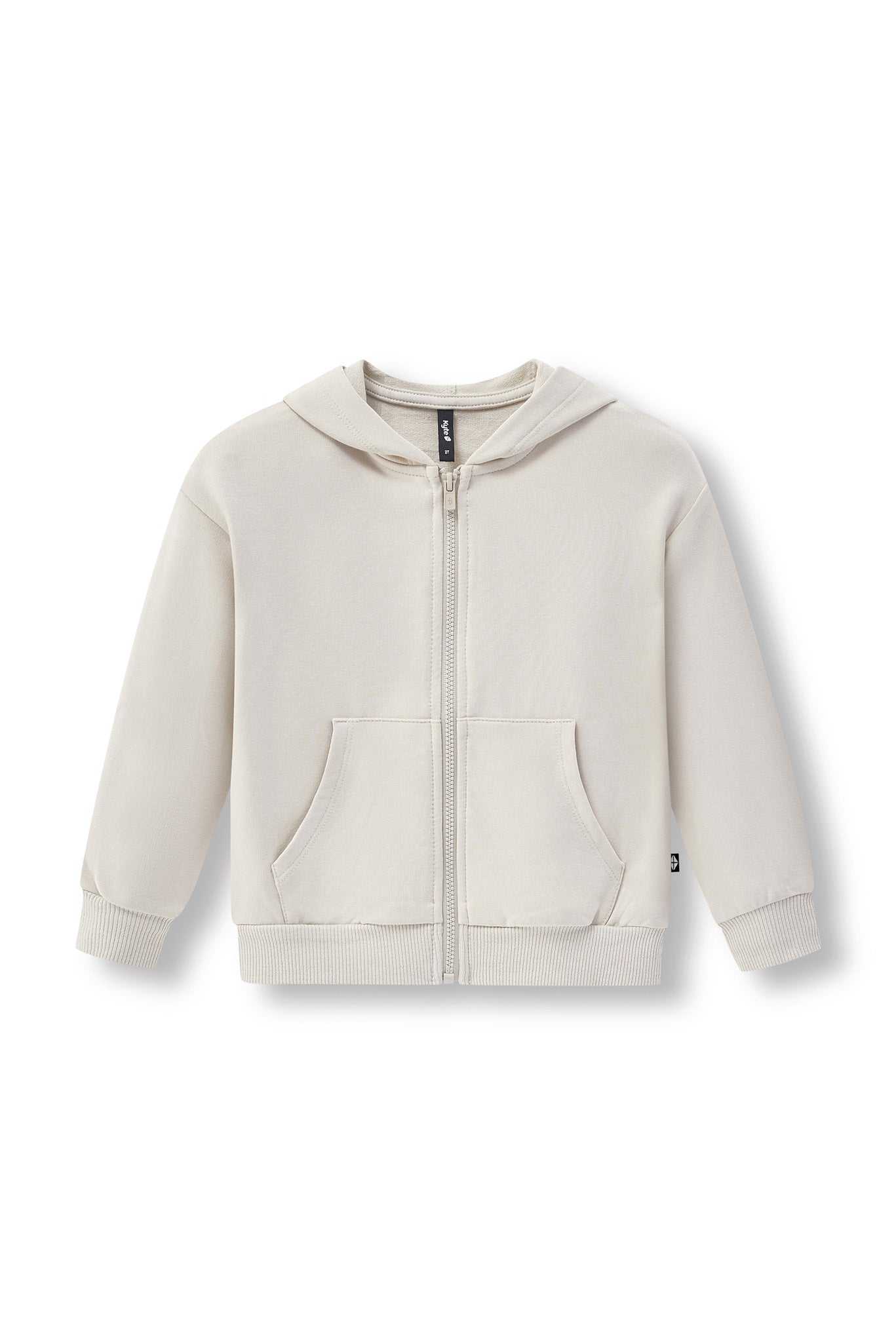 Zip-Up Hoodie in Oat color on a white background