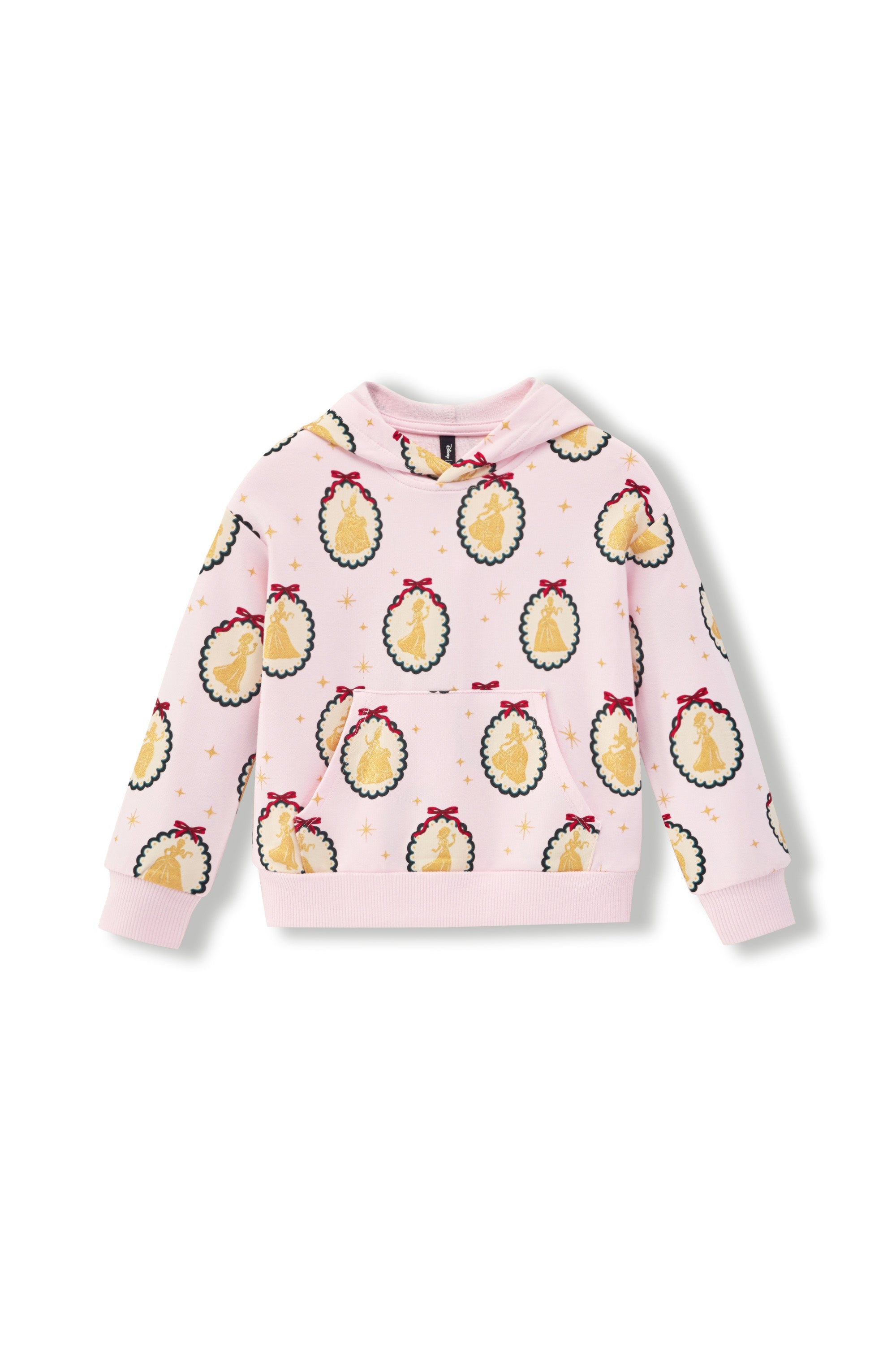 Hoodie in Princess Holiday Portraits print on a white background