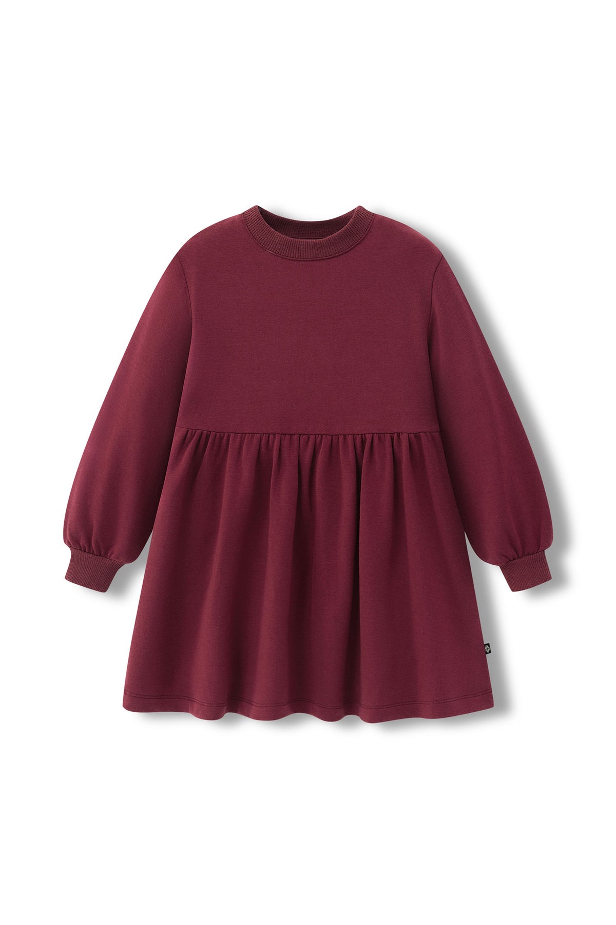 Long Sleeve Skater Dress in Burgundy color on a white background