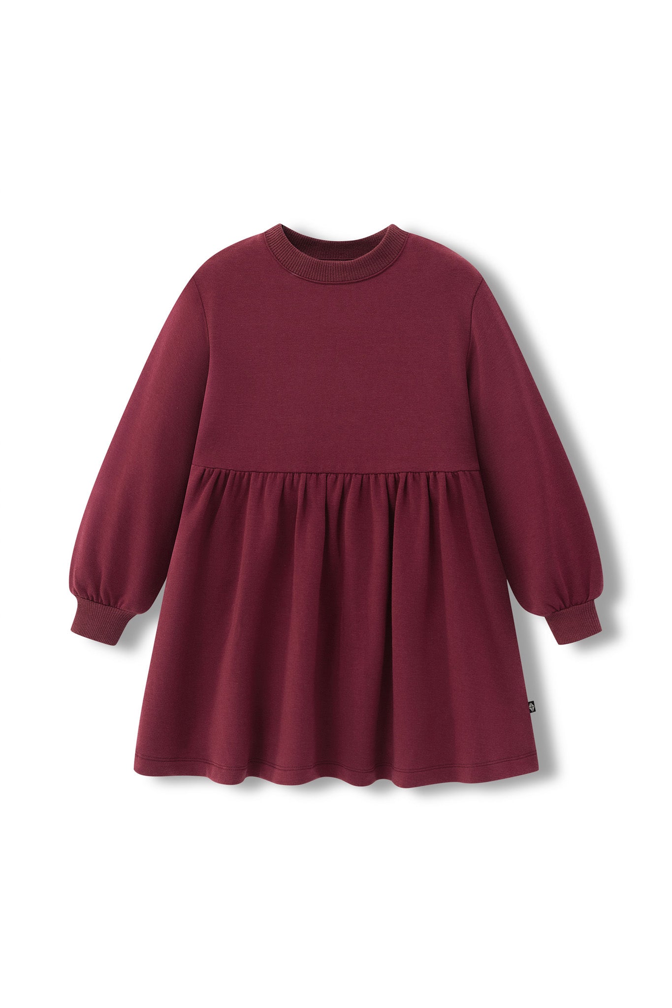 Long Sleeve Skater Dress in Burgundy color on a white background