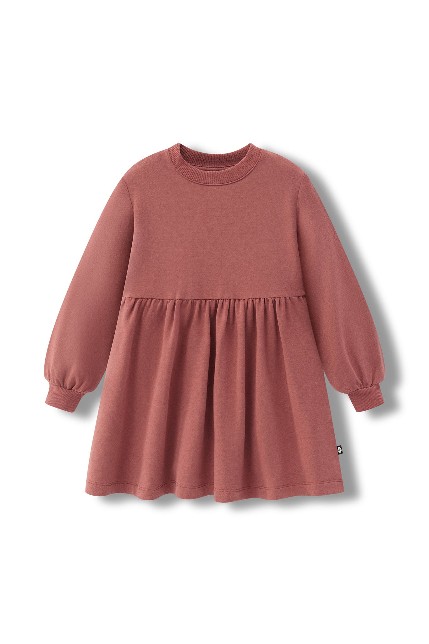 Long Sleeve Skater Dress in Ember color on a white background