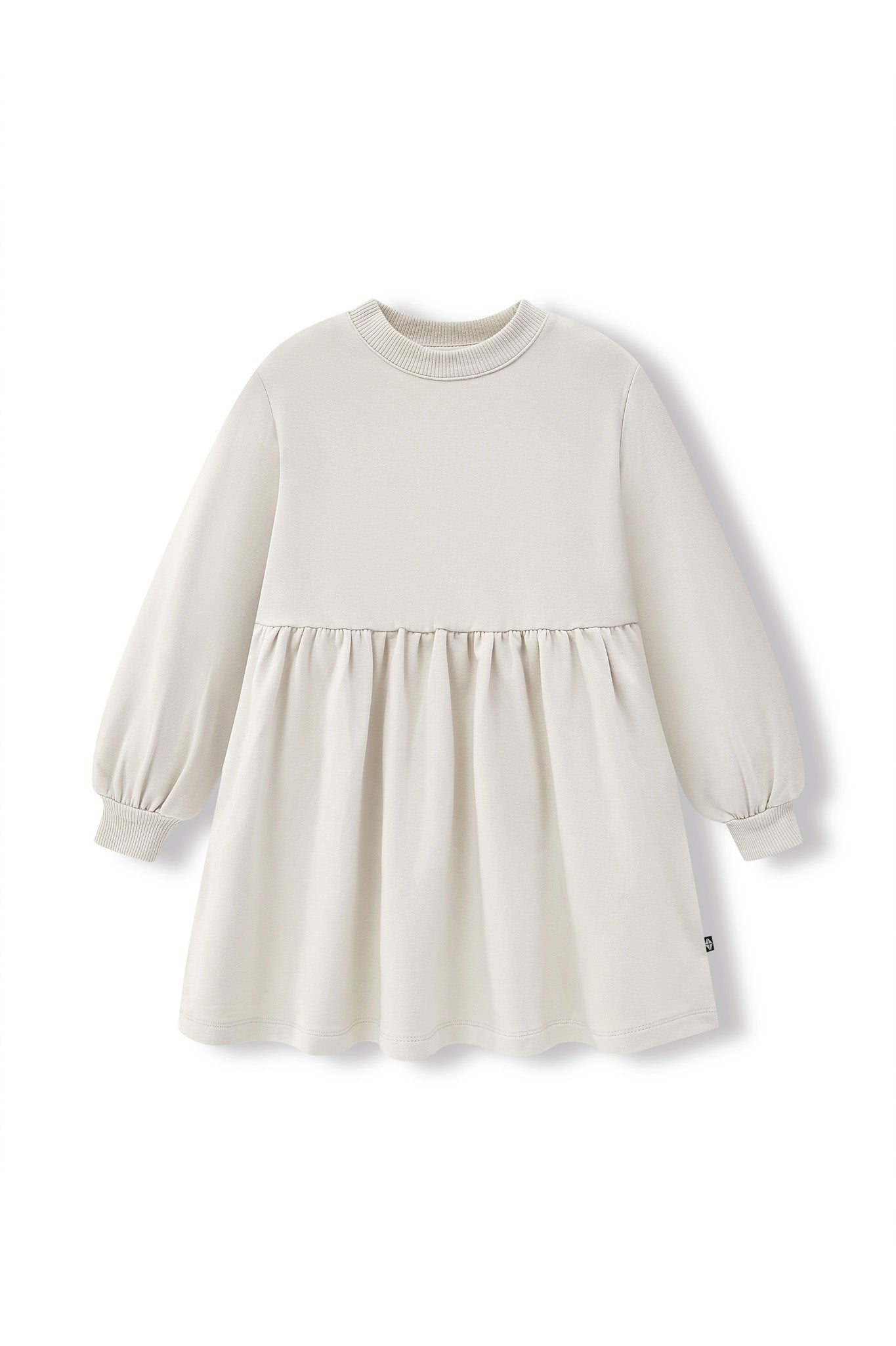Long Sleeve Skater Dress in Oat color on a white background