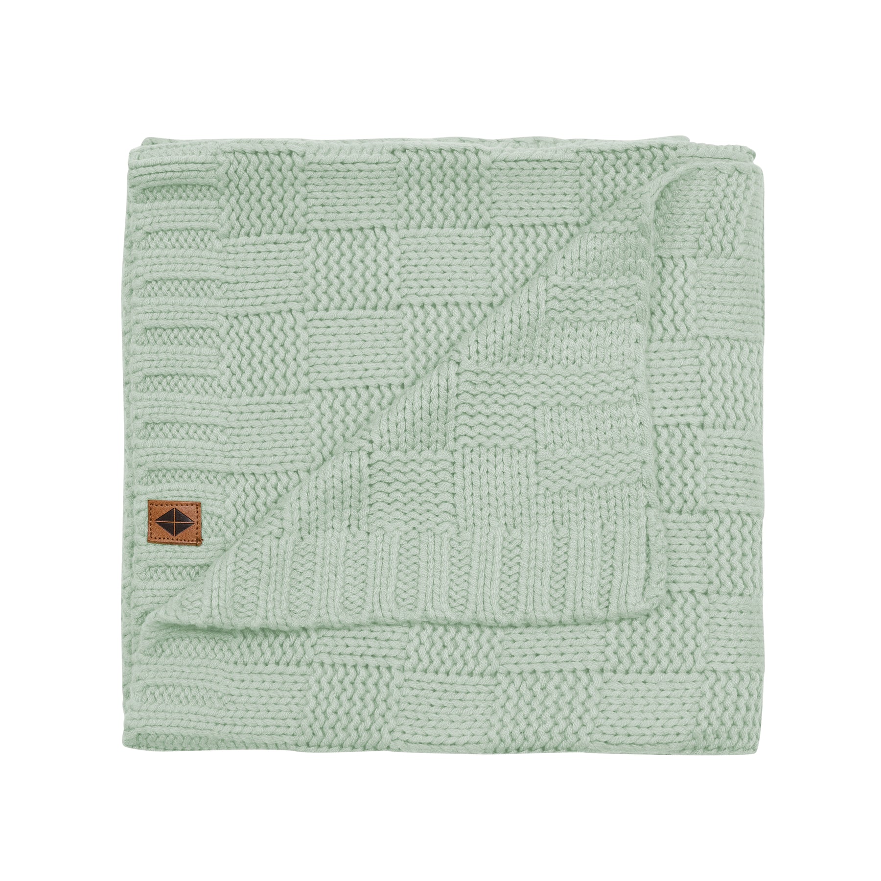 Chunky Knit Basket Weave Baby Blanket in Thyme