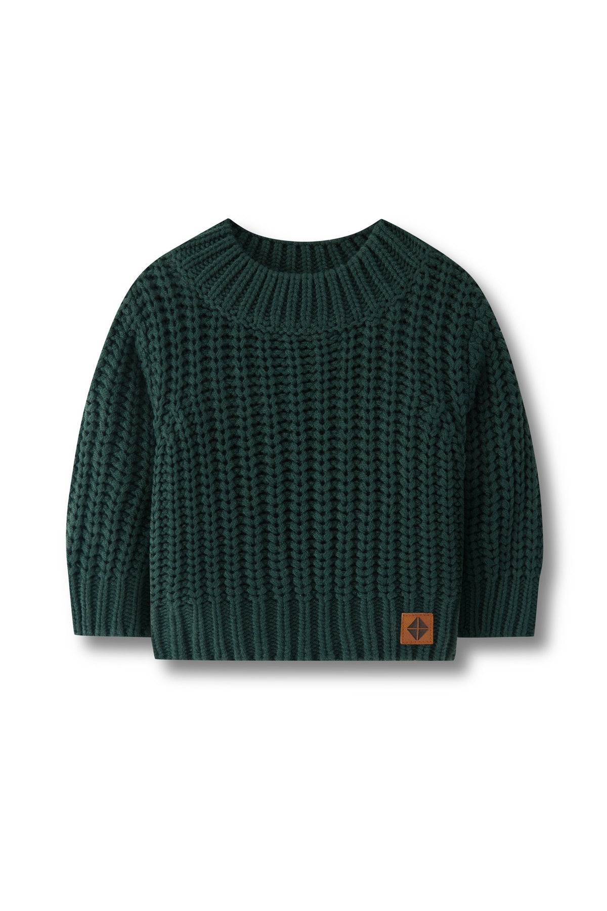 Chunky Knit Sweater in cypress on a white background