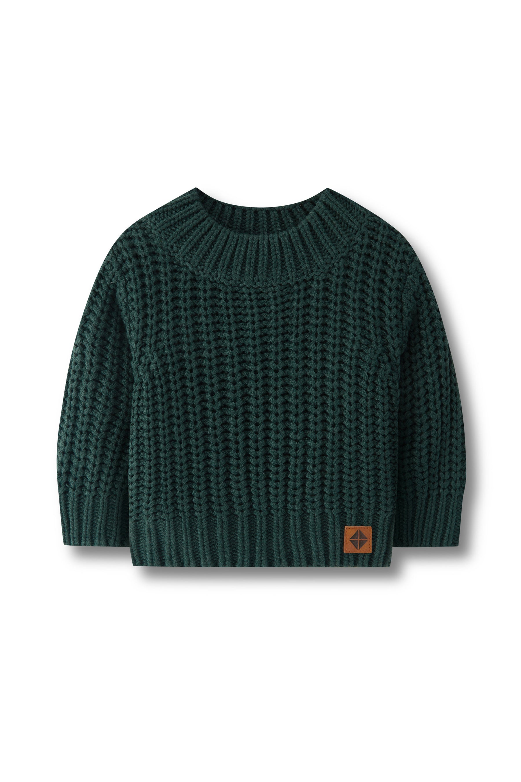 Chunky Knit Sweater in cypress on a white background