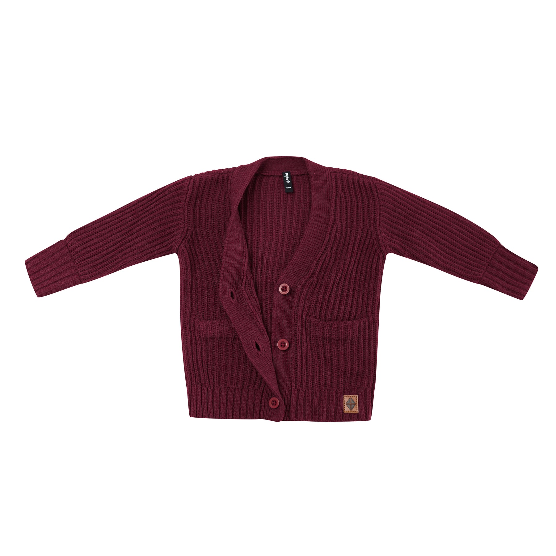 Chunky Knit Oversized Cardigan in Burgundy shown unbuttoned