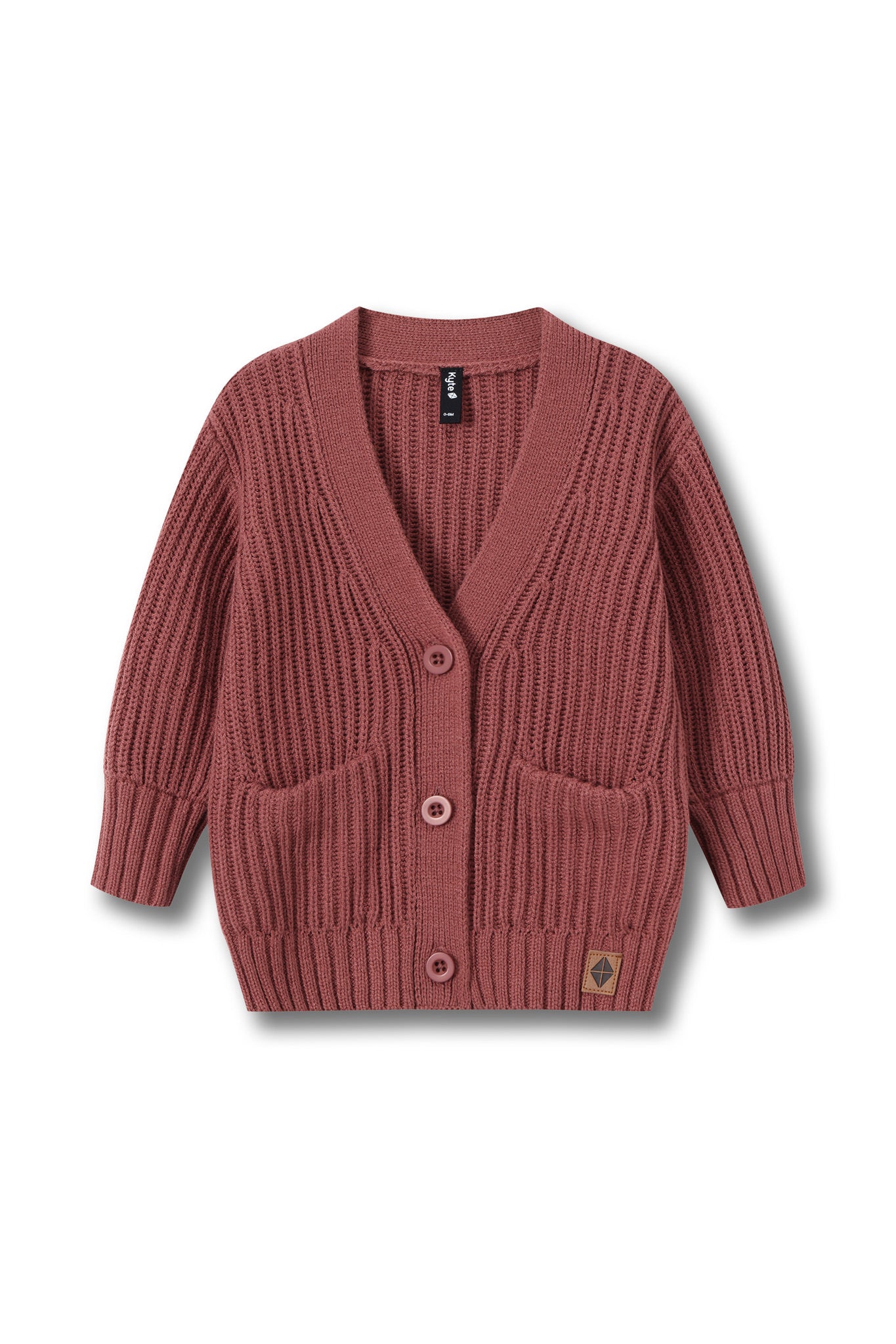Chunky knit oversized cardigan in ember with button and pockets in front