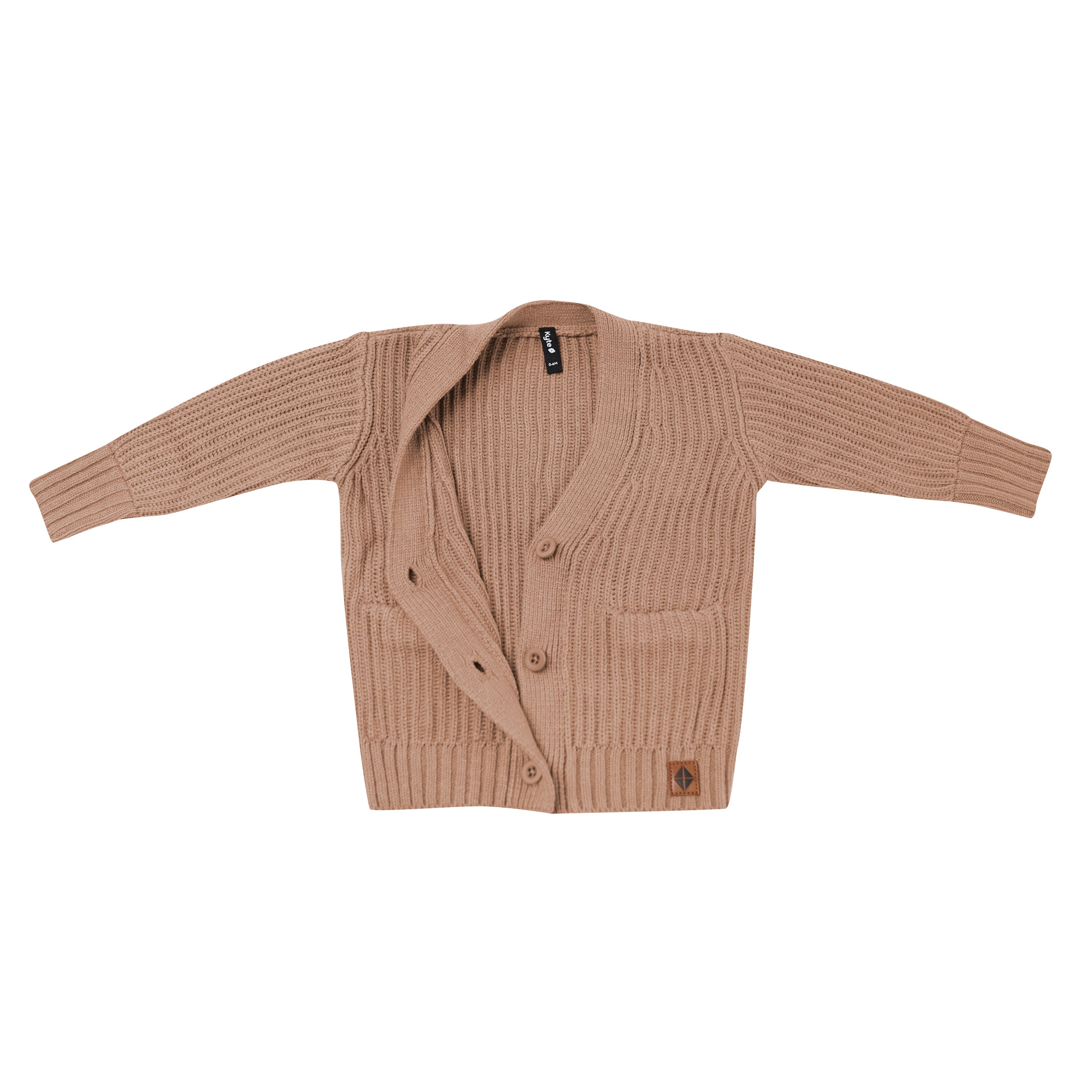 Chunky Knit Oversized Cardigan in Latte shown unbuttoned