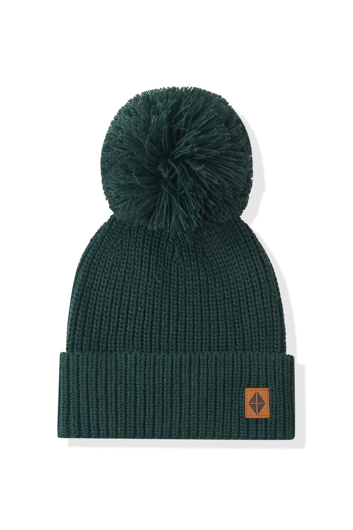 Chunky Knit pom beanie in Cypress on a white background