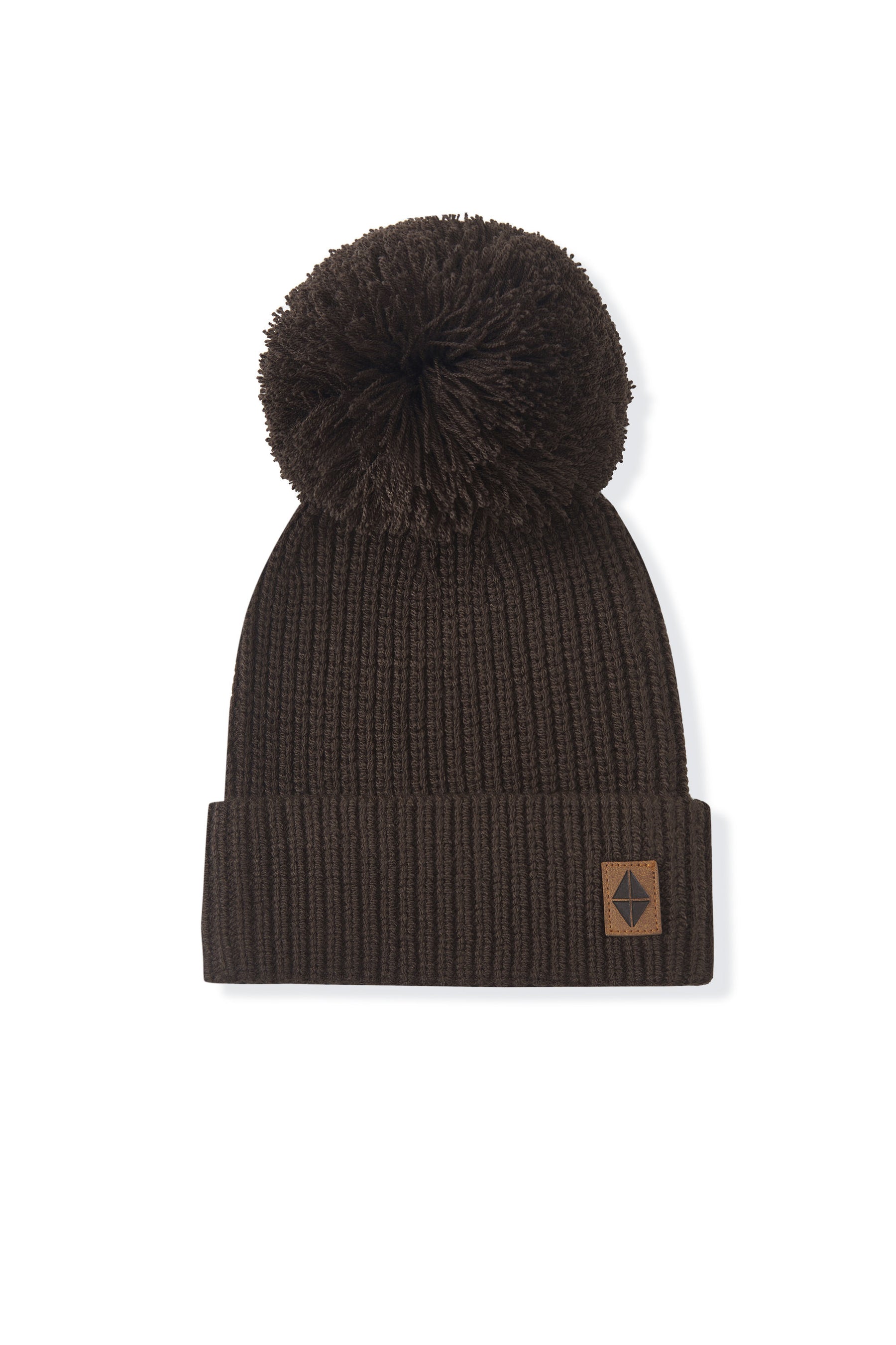 Chunky Knit Pom Beanie in Espresso on a white background