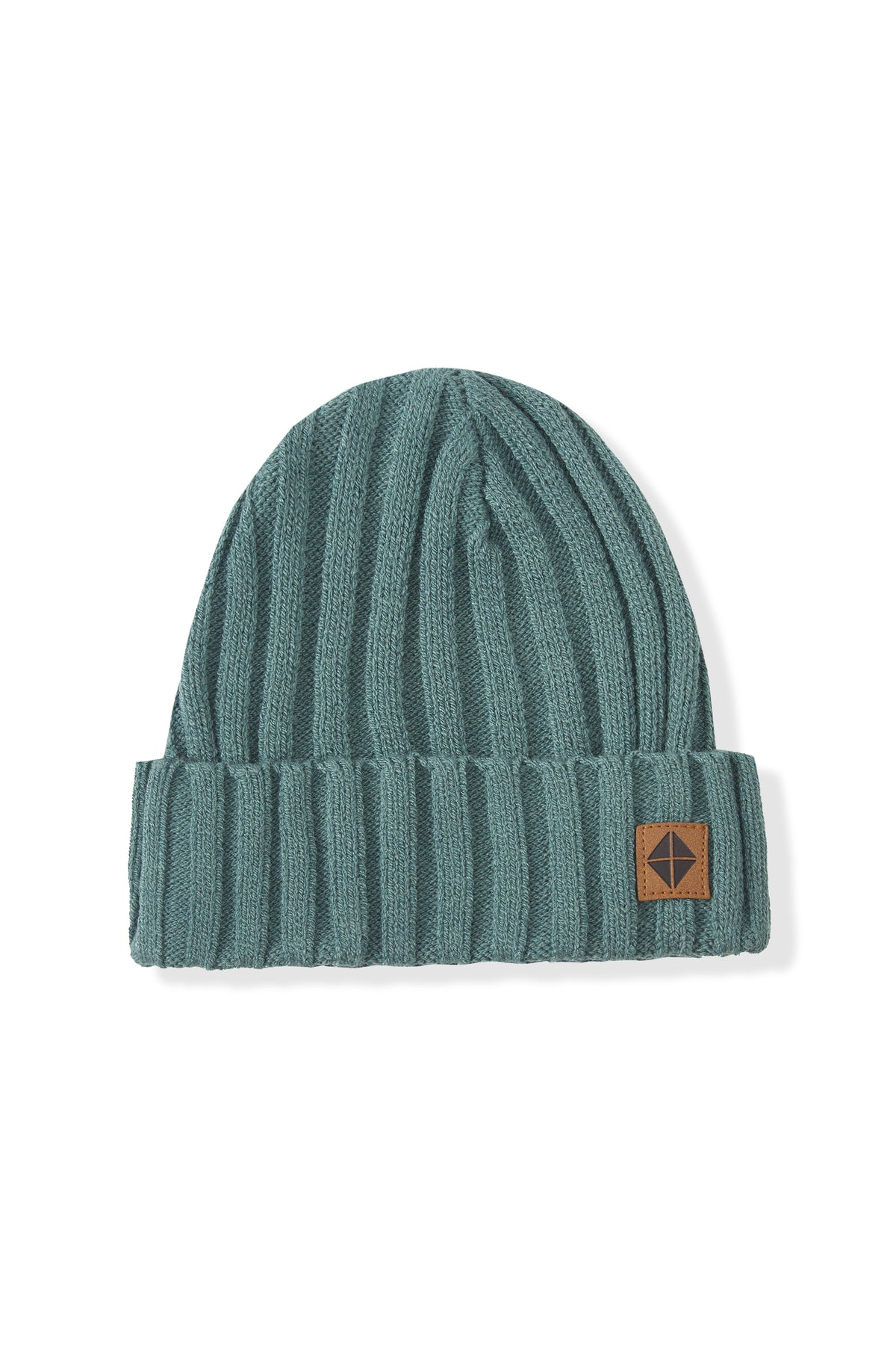 Chunky Knit Ribbed Beanie in Pine