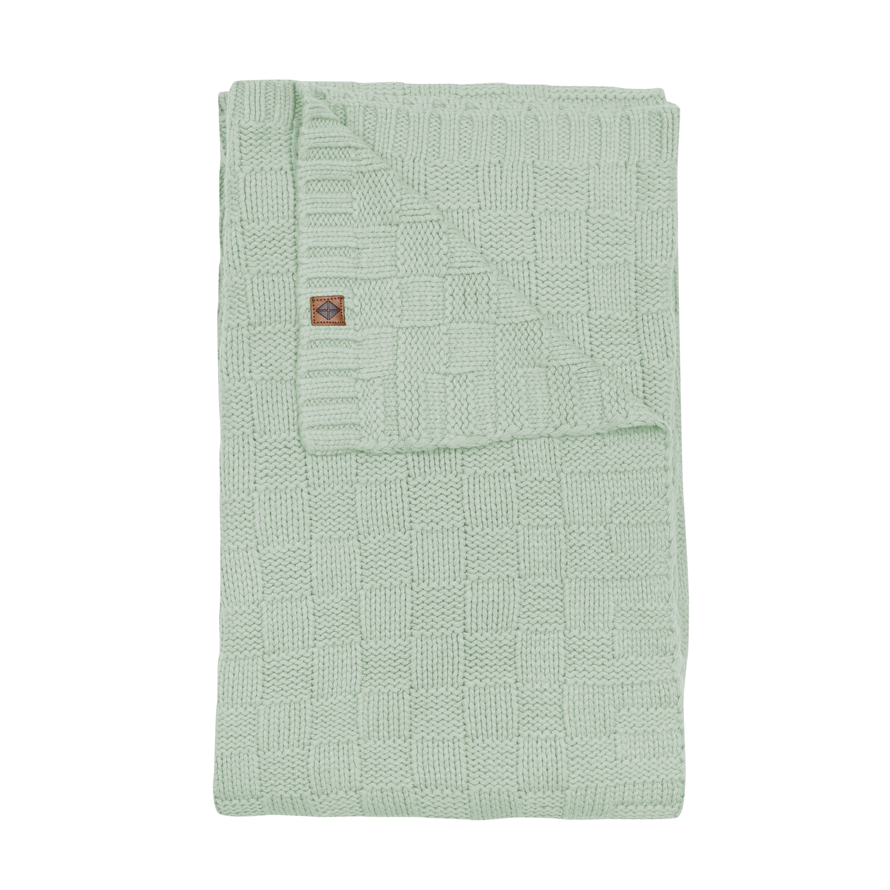 Chunky Knit Basket Weave Toddler Blanket in Thyme