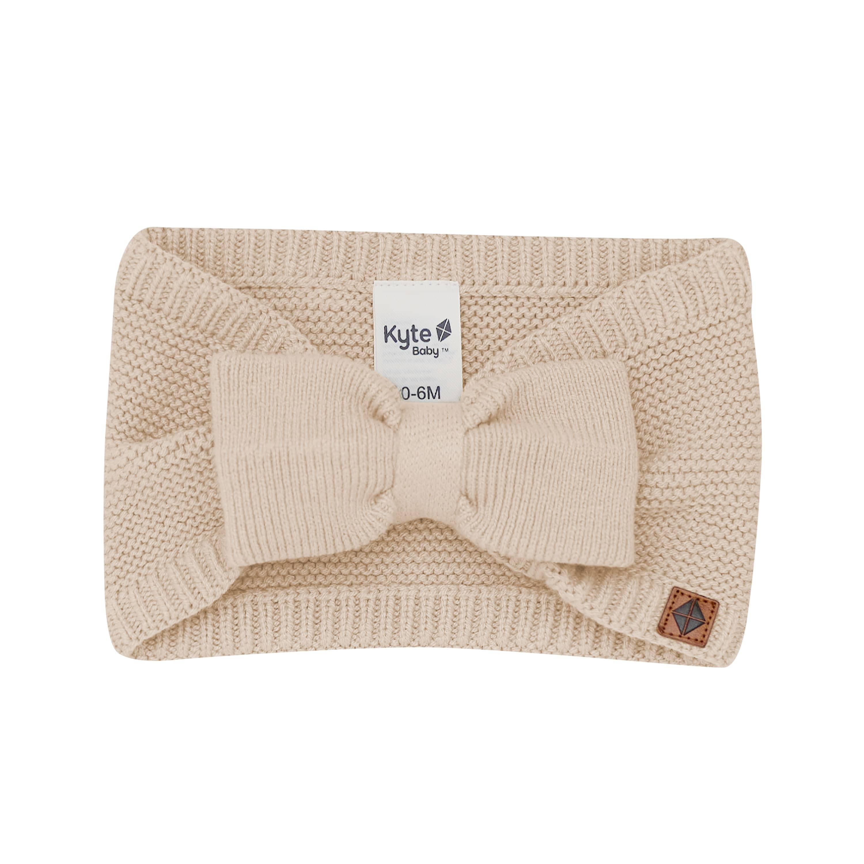 Product photo of the Chunky Knit Adult Bow Headband in Almond