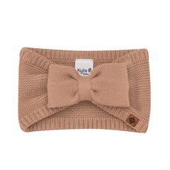 Product photo of the Chunky Knit Adult Bow Headband in Latte
