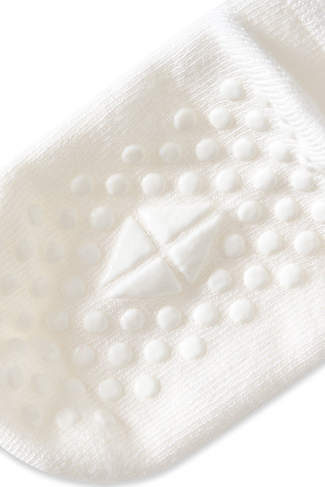 Bottom of a sock with grips.