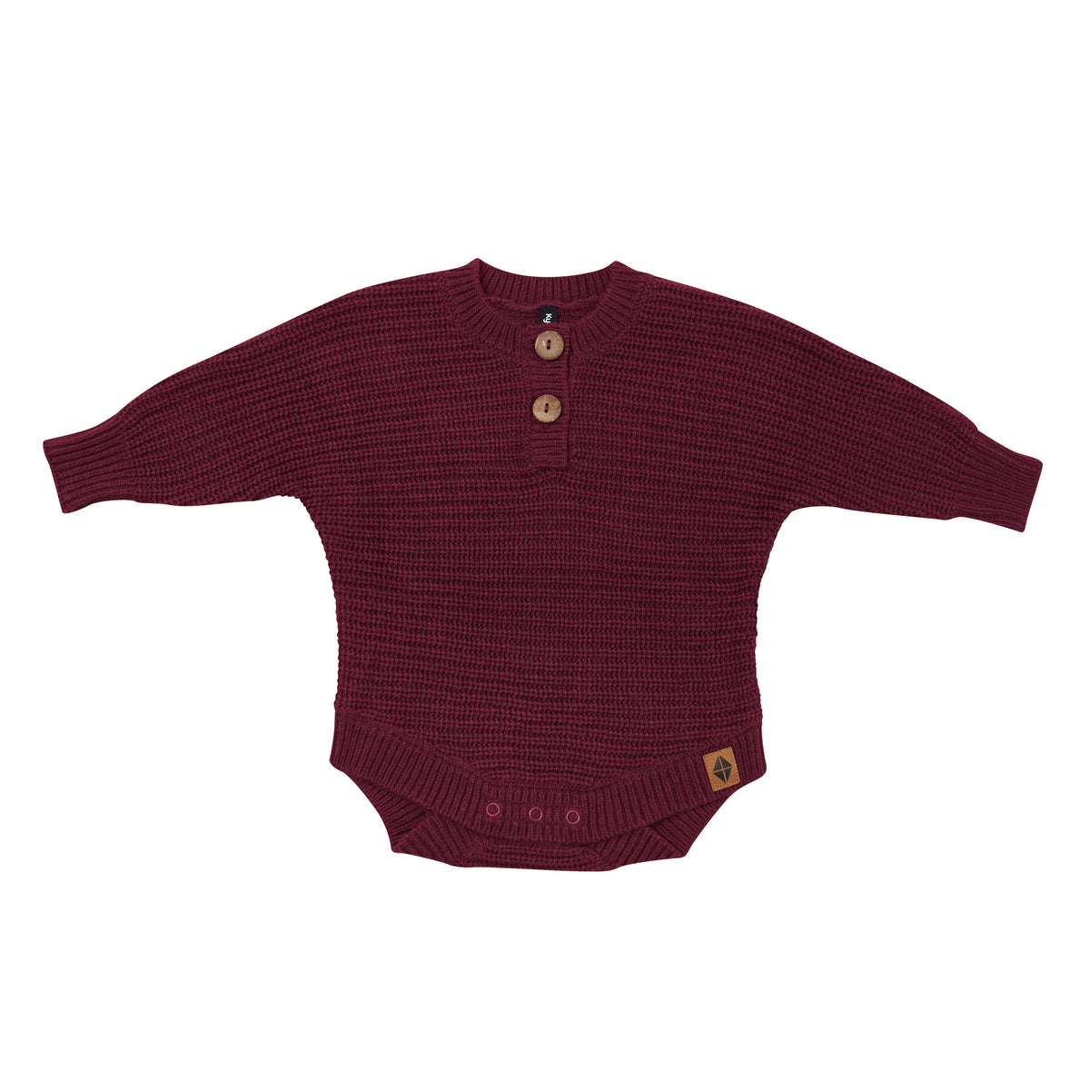Product photo of the Chunky Knit Romper in Burgundy