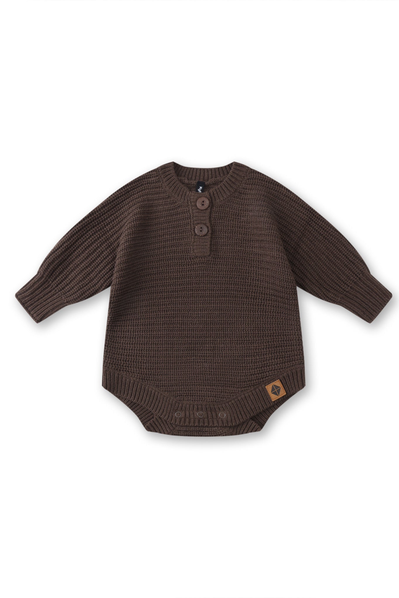 Chunky Knit Romper in Espresso on a white background