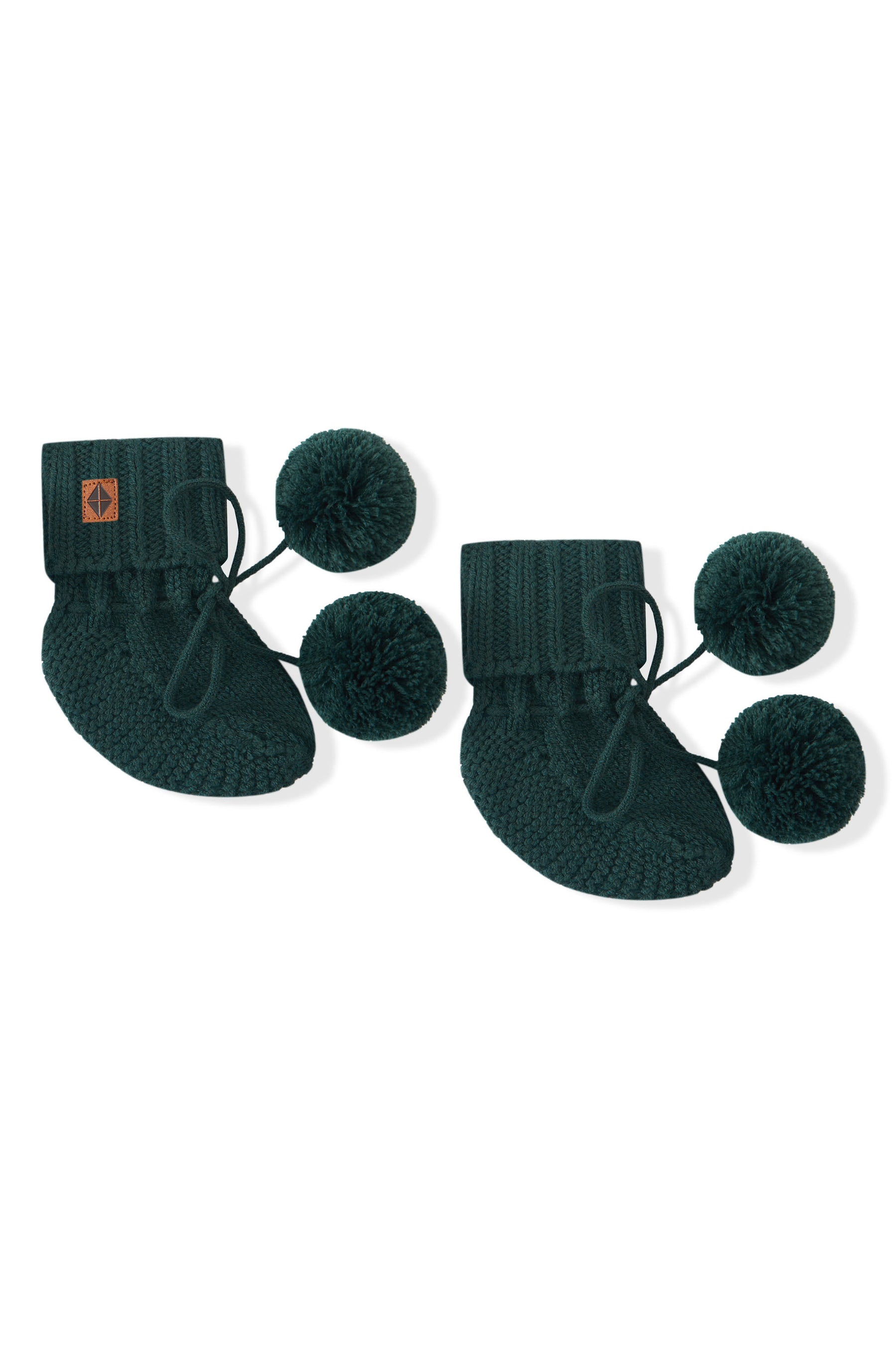 Knit Booties in Cypress on a white background