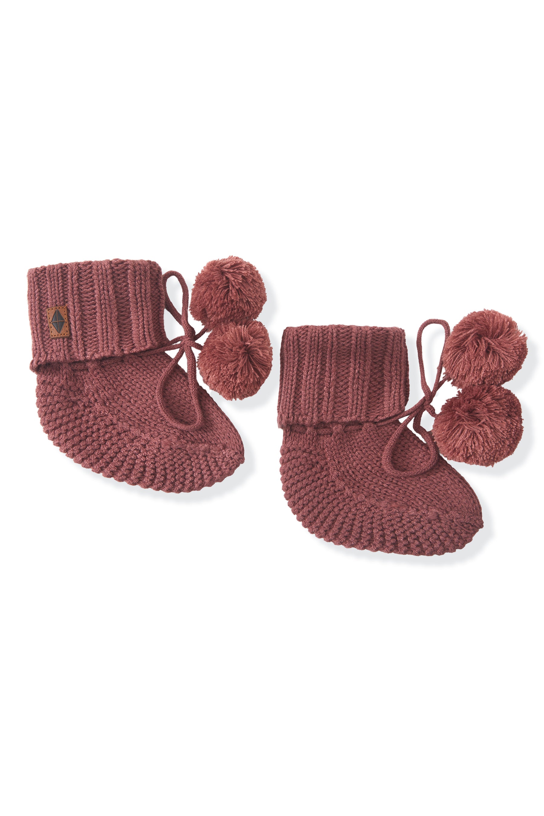 Knit Booties in ember on a white background