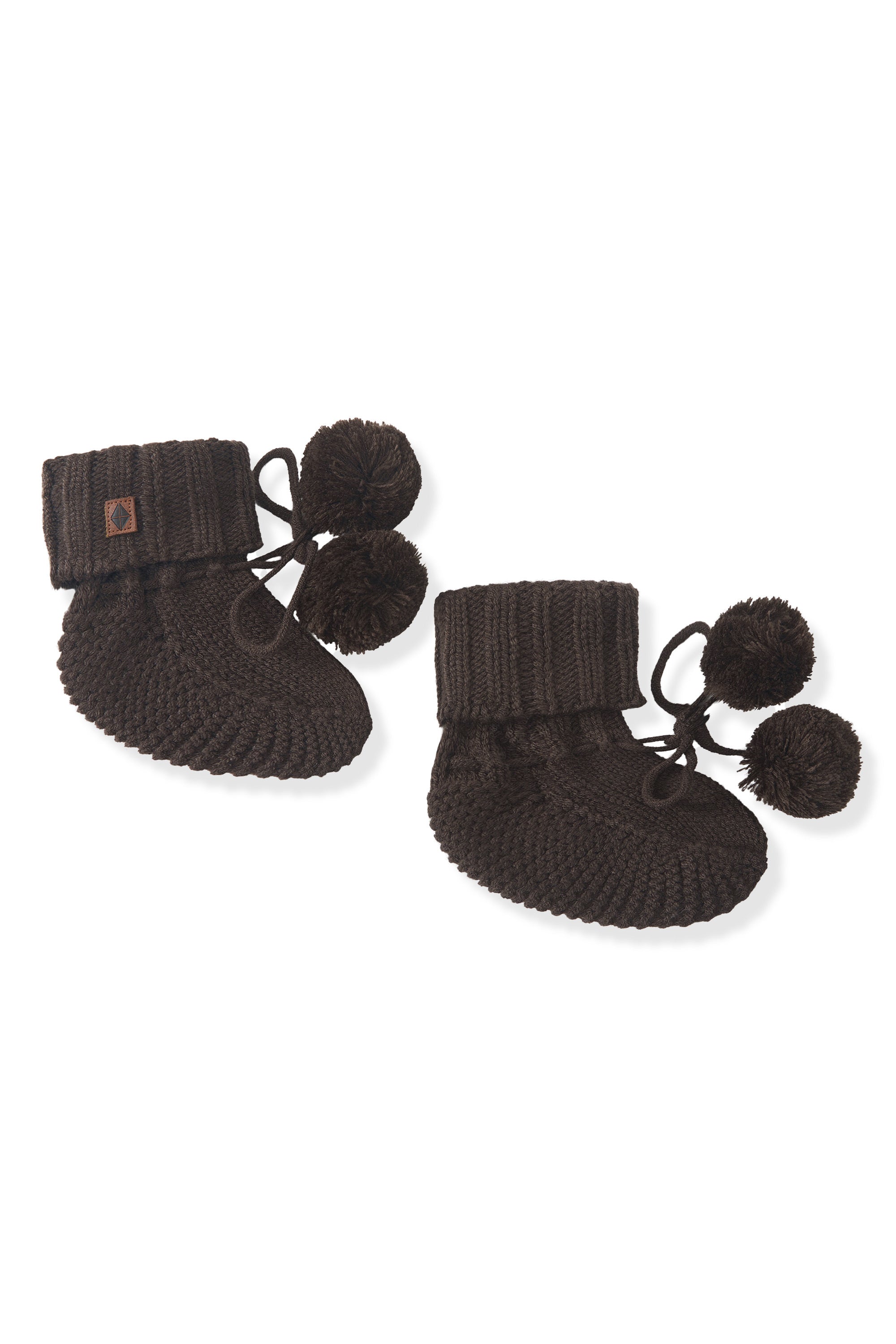 Knit Booties in espresso on a white background