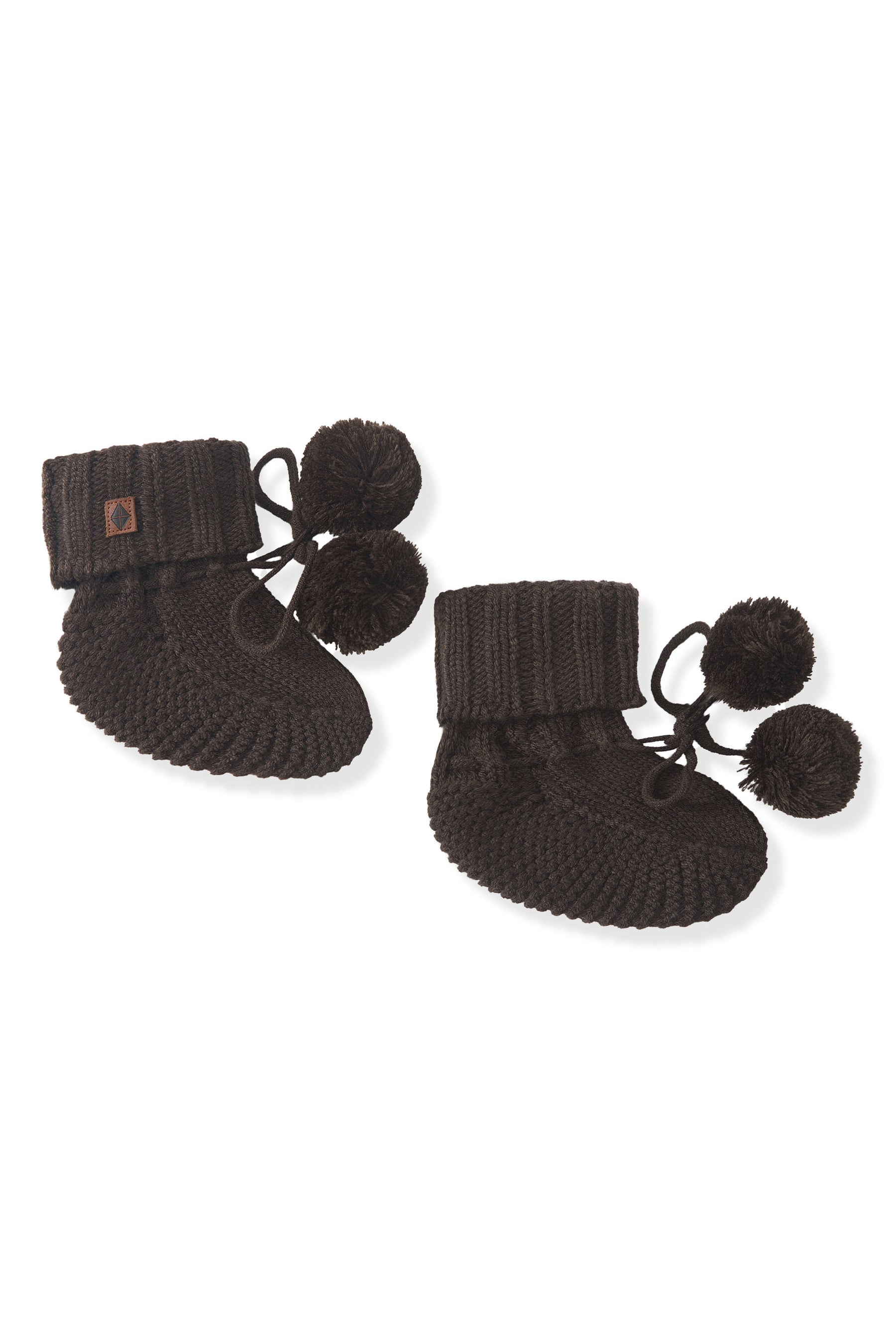 Knit Booties in espresso on a white background