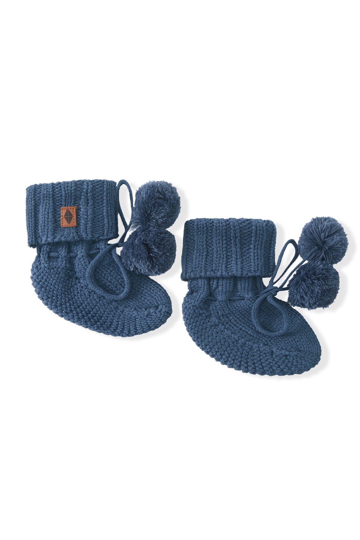 Knit Booties in oxford on a white background