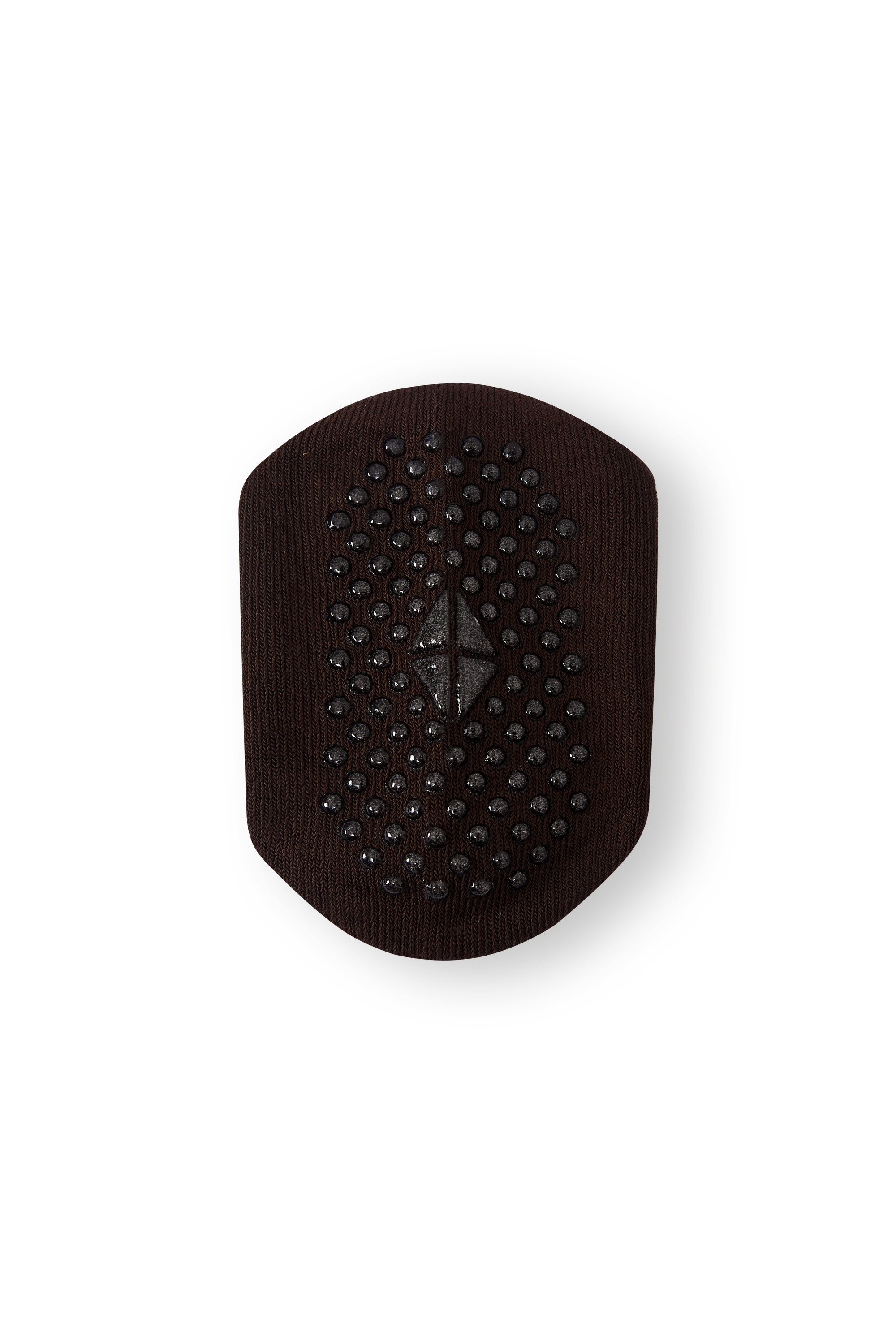 A dark brown textured sock with a central diamond-shaped metallic accent, shown against a plain white background.