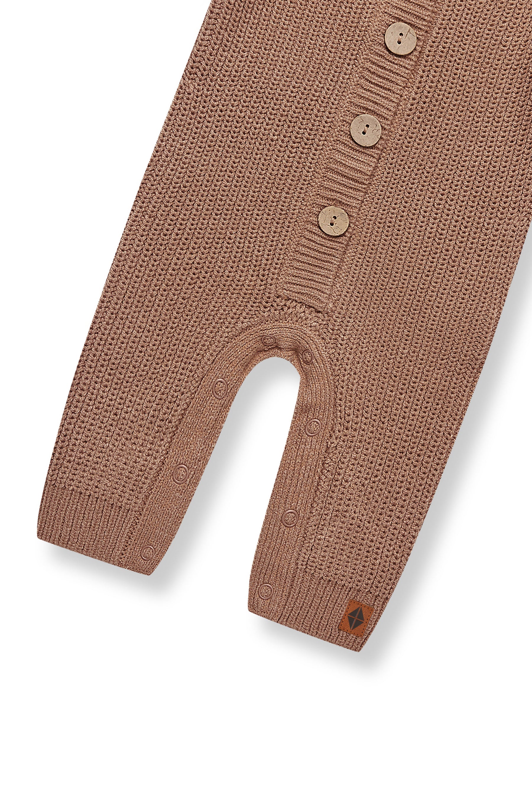 Bottom part of Chunky Knit Jumpsuit in latte on a white background