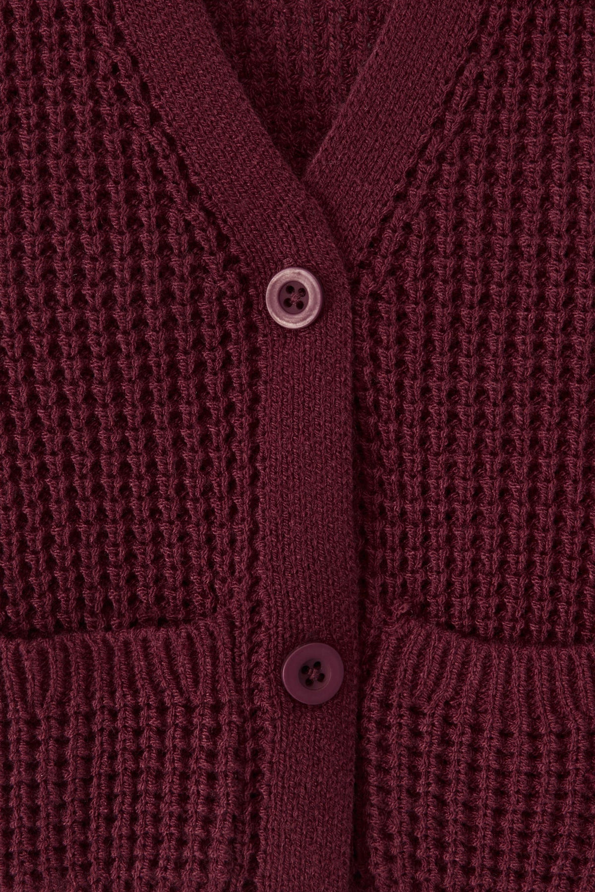 Chunky Knit Waffle Cardigan in Burgundy