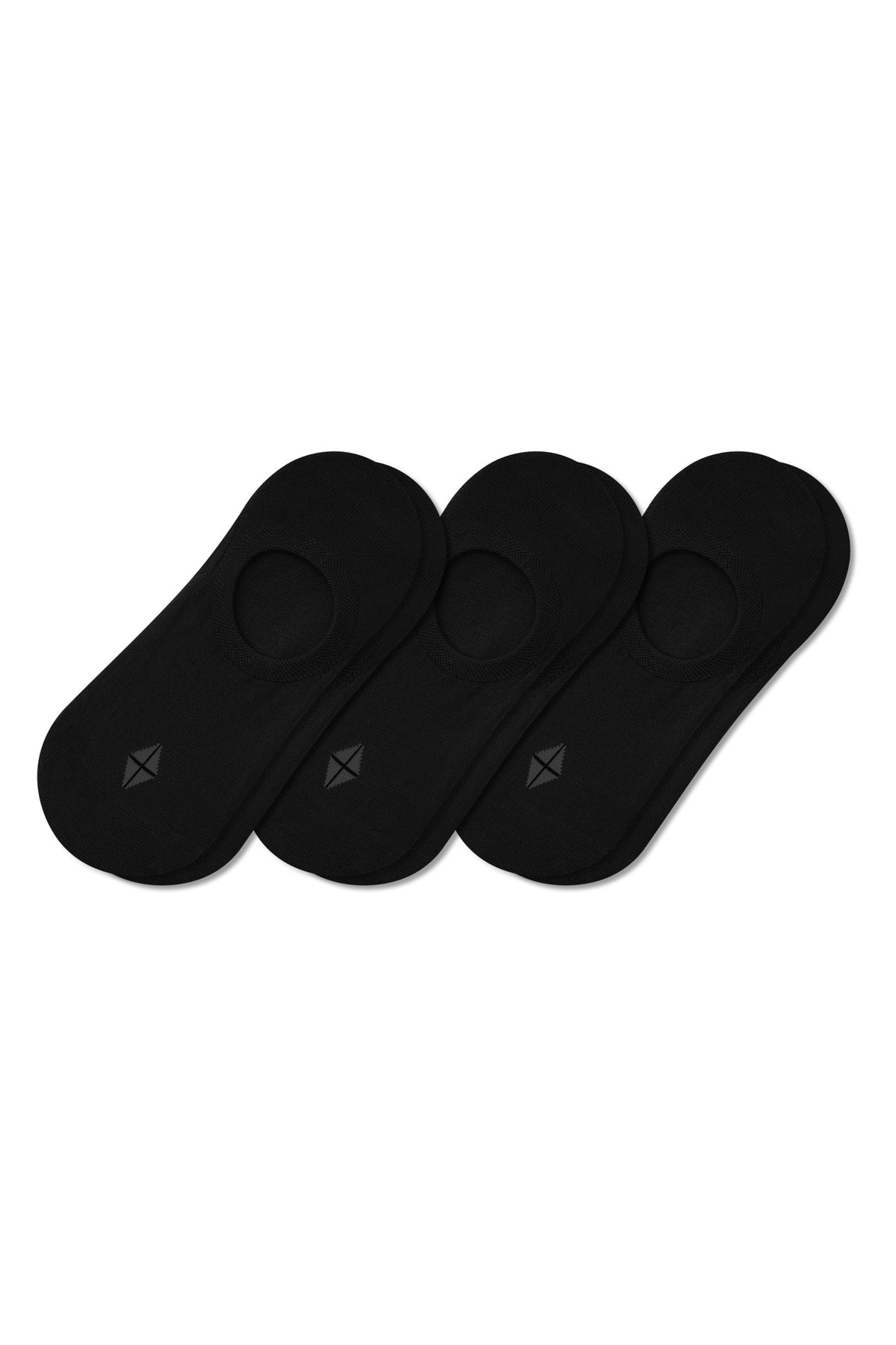 Women's No Show Socks 3-Pack in Midnight laying flat on a white background.
