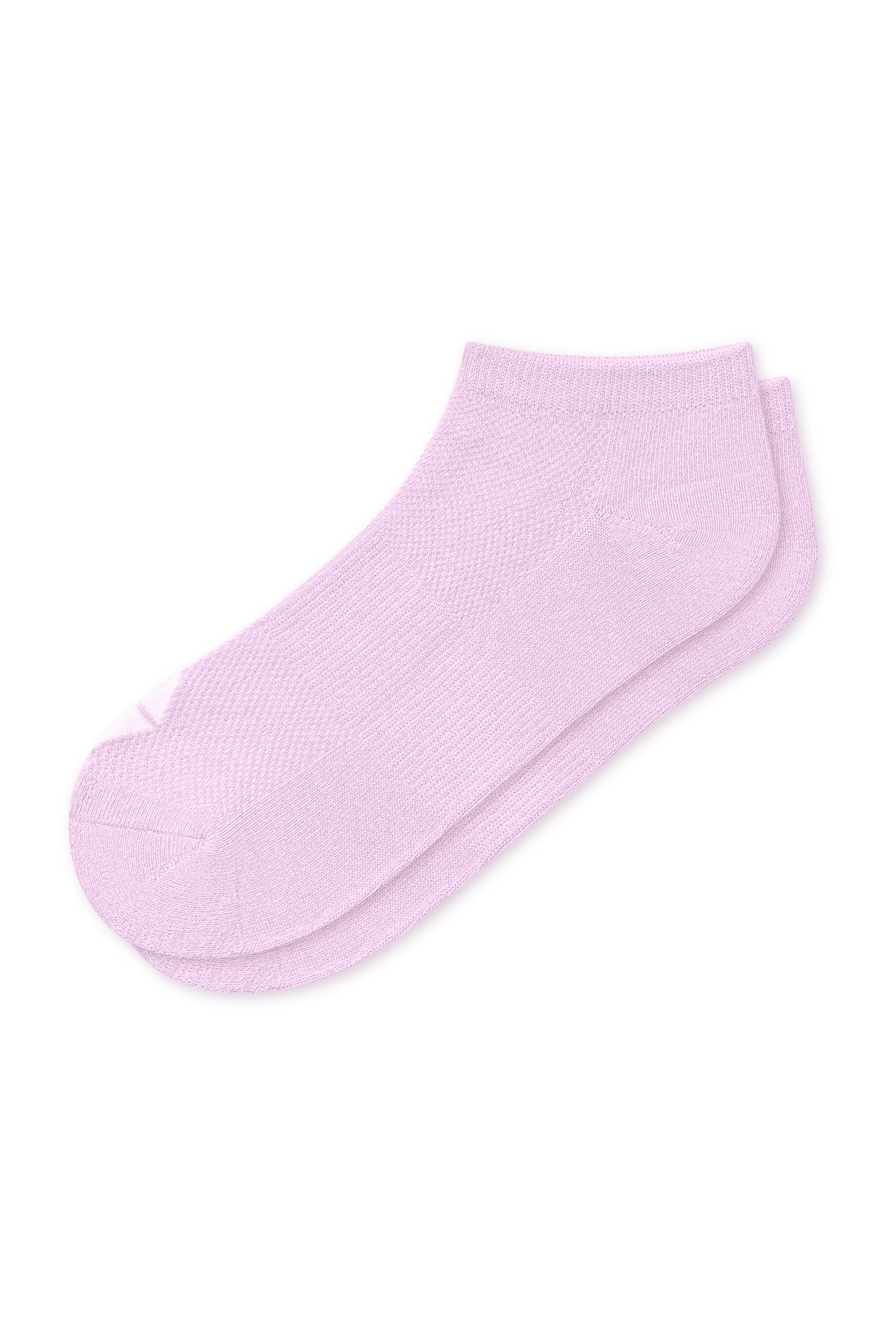 A pair of light pink low-cut women's ankle socks shown on a white background.