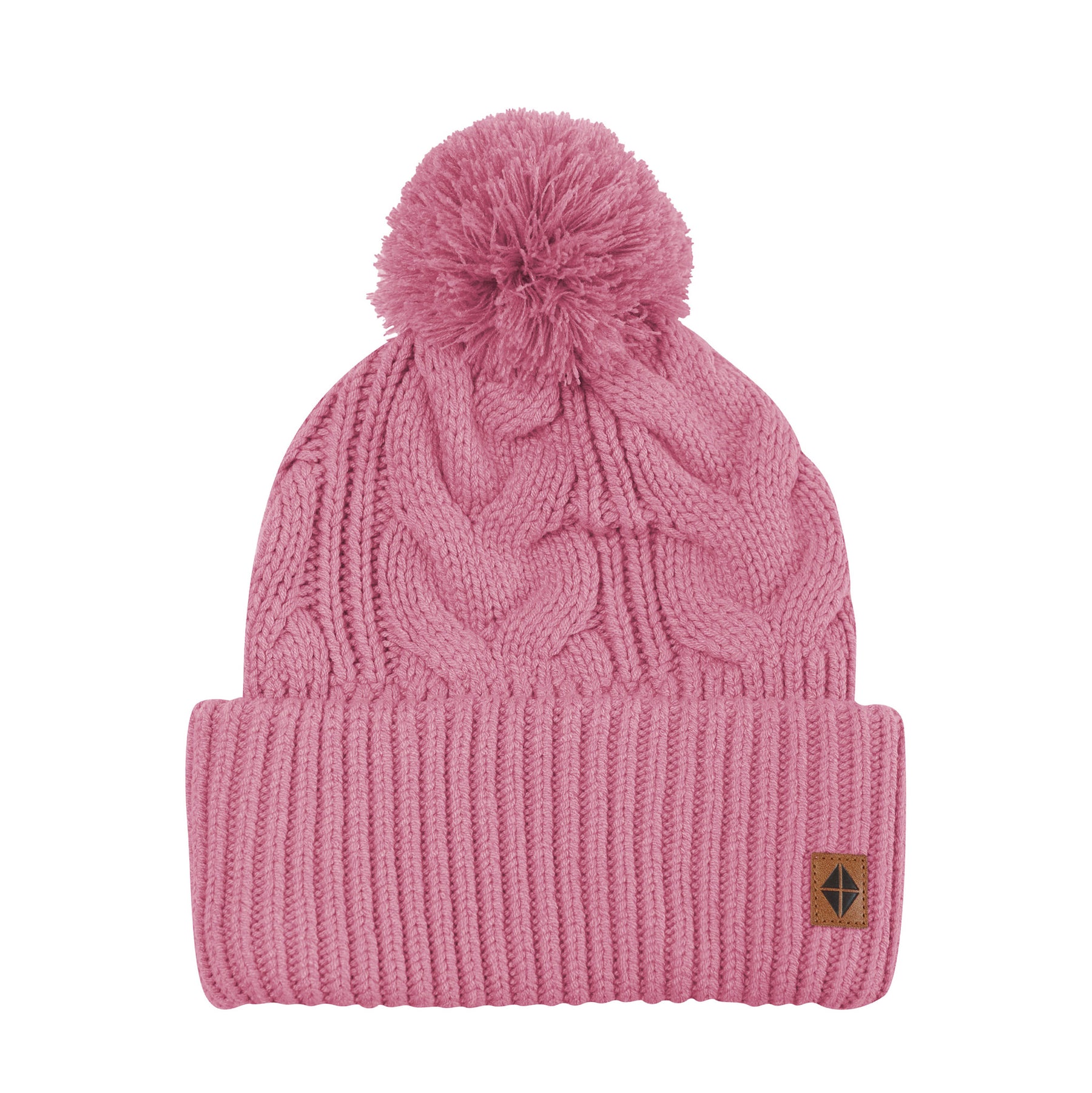 Product photo of the Cable Knit Adult Pom Beanie in Apple Blossom